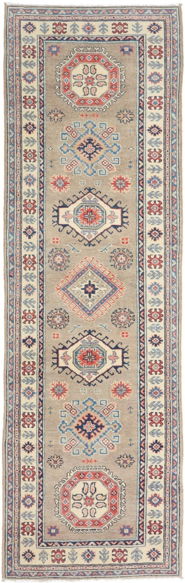 Kazak Teppich 88 x 291 cm – Handgeknüpft, geometrische Muster, Wolle