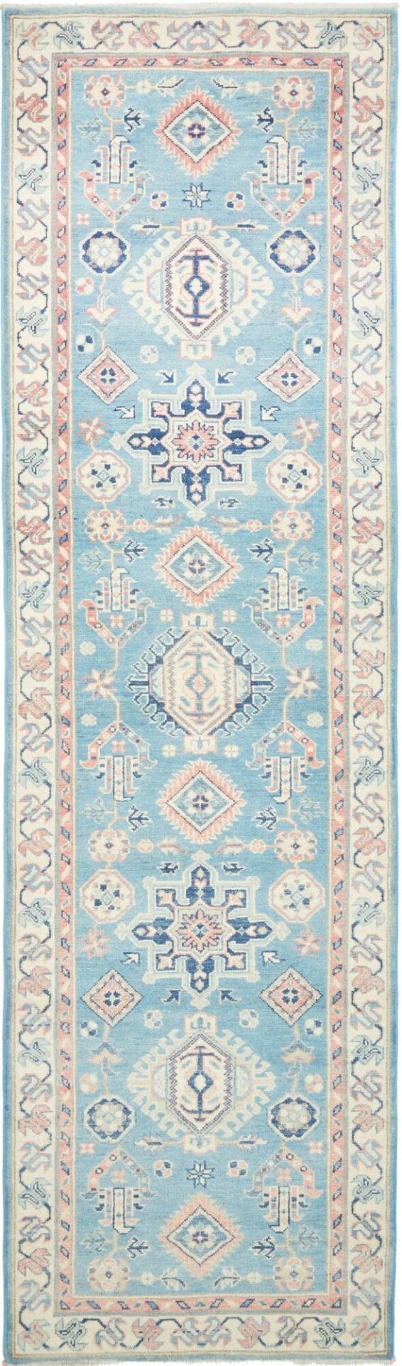 Kazak Teppich 89 x 294 cm - Handgeknüpft, geometrische Muster, Wolle