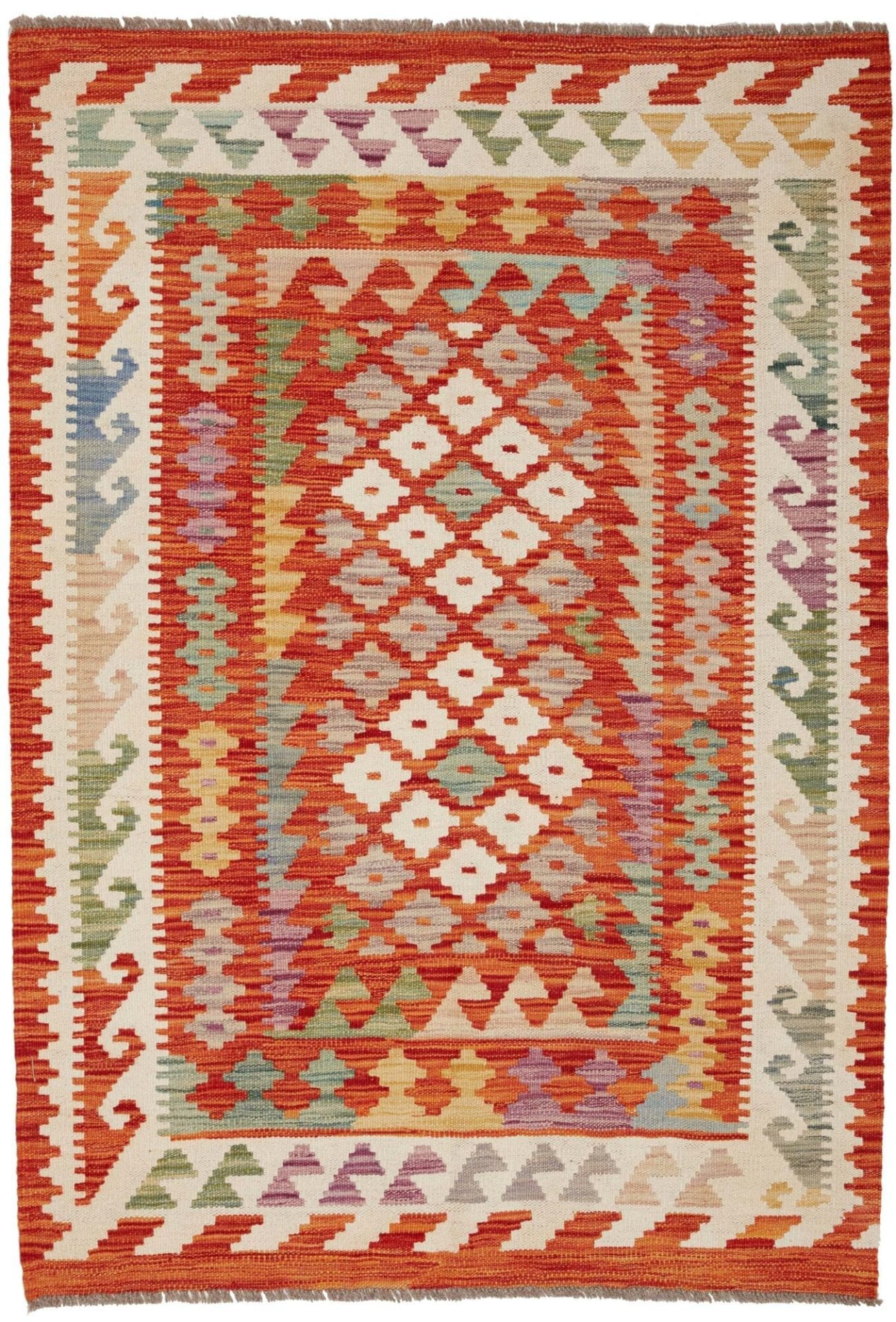 Kelim 103 x 147cm, handgewebt, aus Schurwolle, rustikales Flair