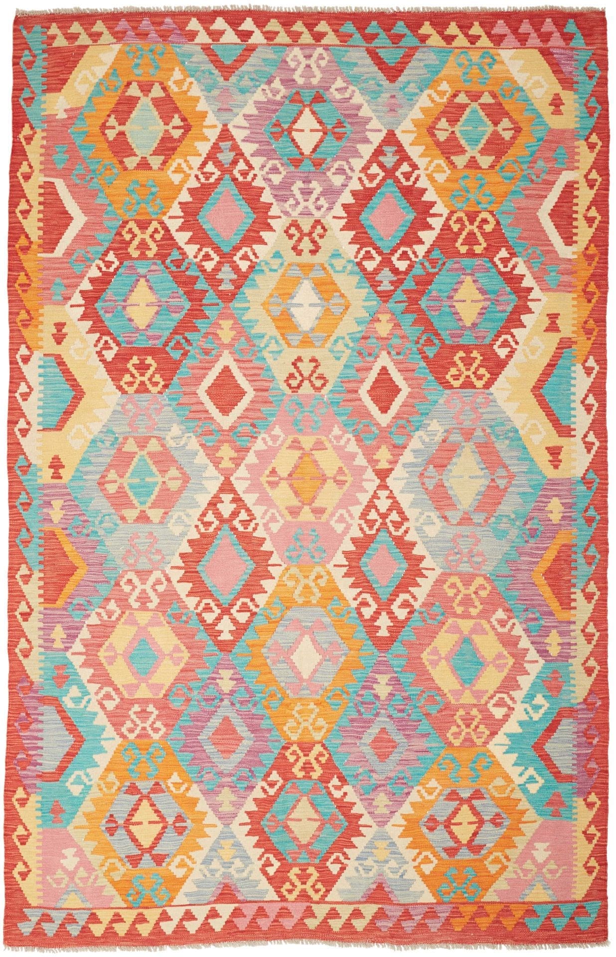 Kelim 162 x 256cm, handgewebt, rustikal, aus Schurwolle, Orientteppich