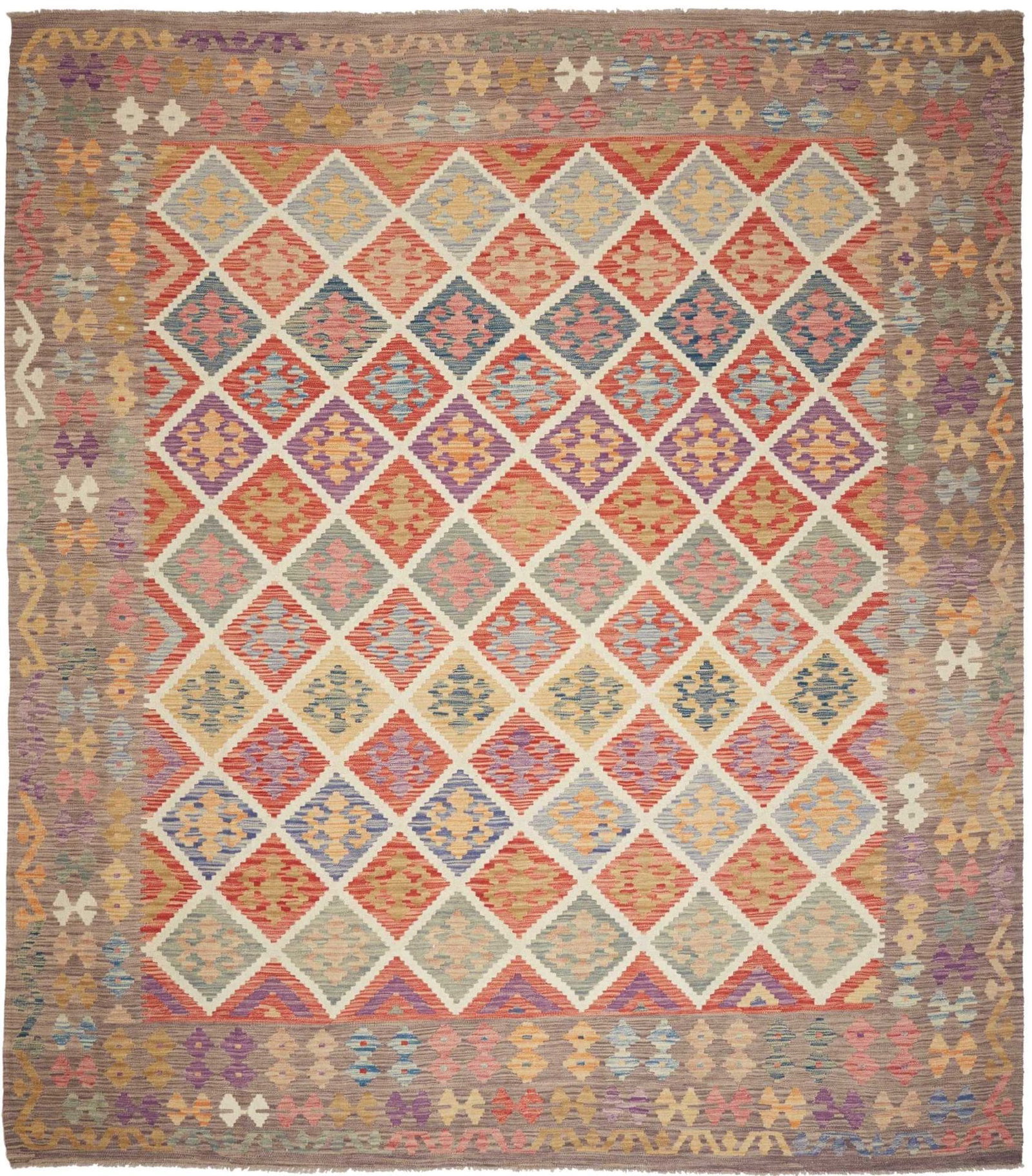 Kelim 273 x 301cm, handgewebt, rustikales Flair, Wolle, Orientteppich