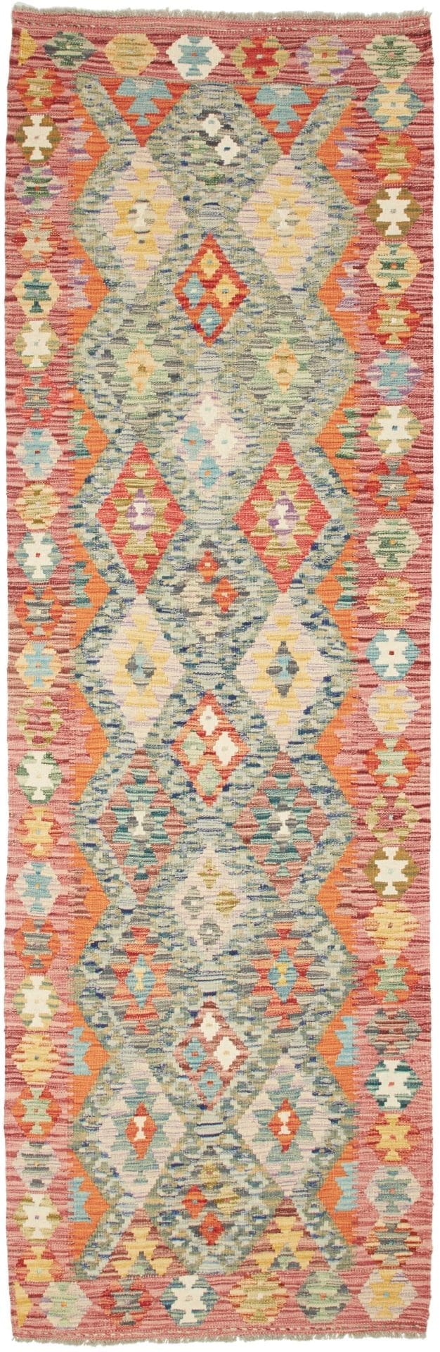 Kelim 95 x 295cm, handgewebt, rustikales Flair aus Wolle