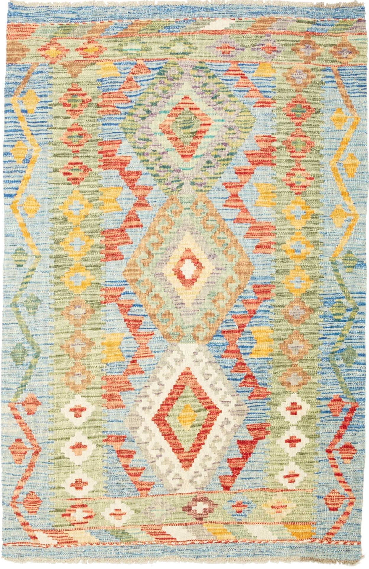 Kelim Teppich 100 x 145 cm aus Wolle, handgewebt, rustikales Flair