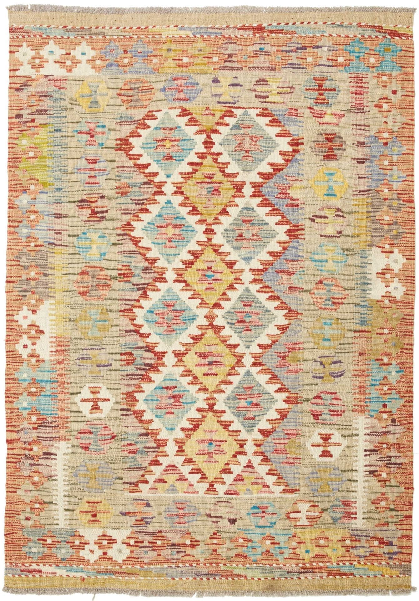Kelim Teppich 101 x 137cm – Handgewebt, Rustikales Flair