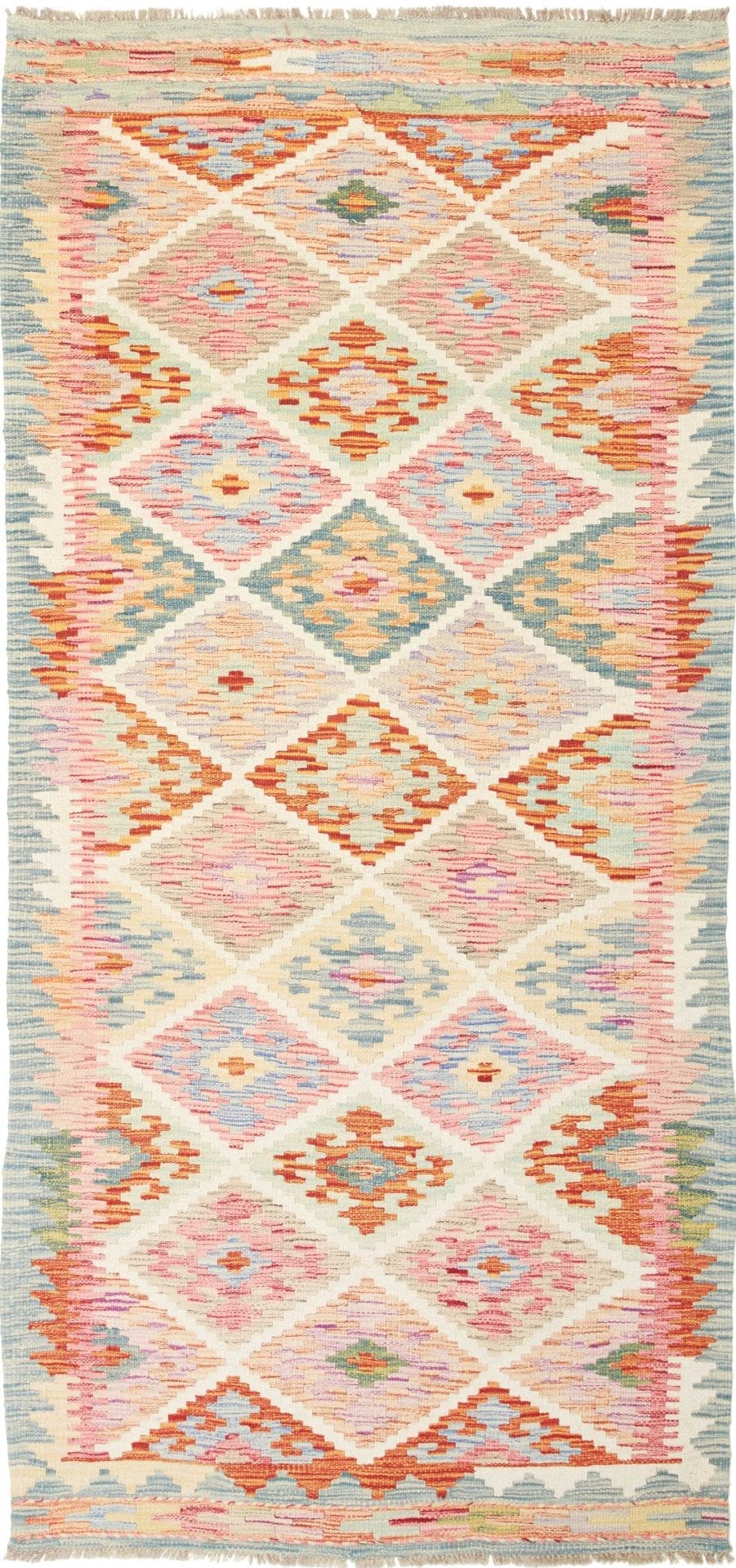 Kelim Teppich 101 x 214cm - Handgewebt, rustikales Flair