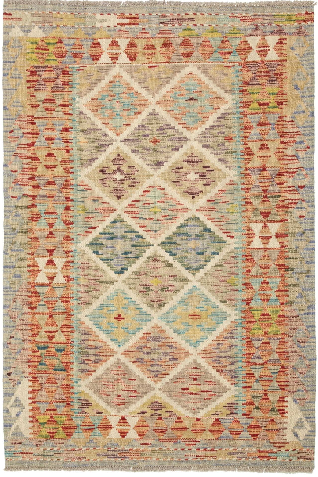 Kelim Teppich 103 x 149 cm, handgewebt, rustikales Flair, Wolle