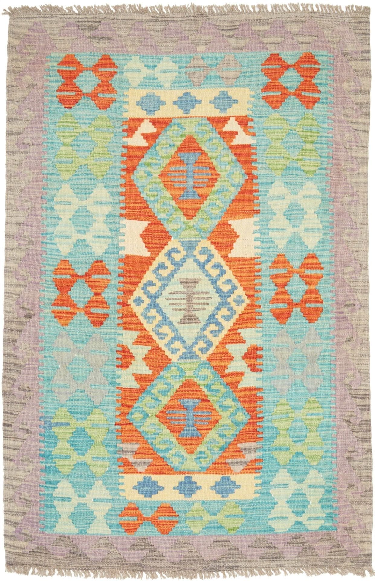 Kelim Teppich 104 x 155 cm, handgewebt, rustikales Design