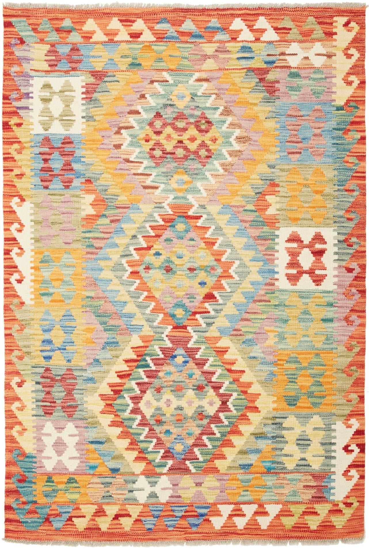 Kelim Teppich 105 x 148 cm, handgewebt, rustikales Design