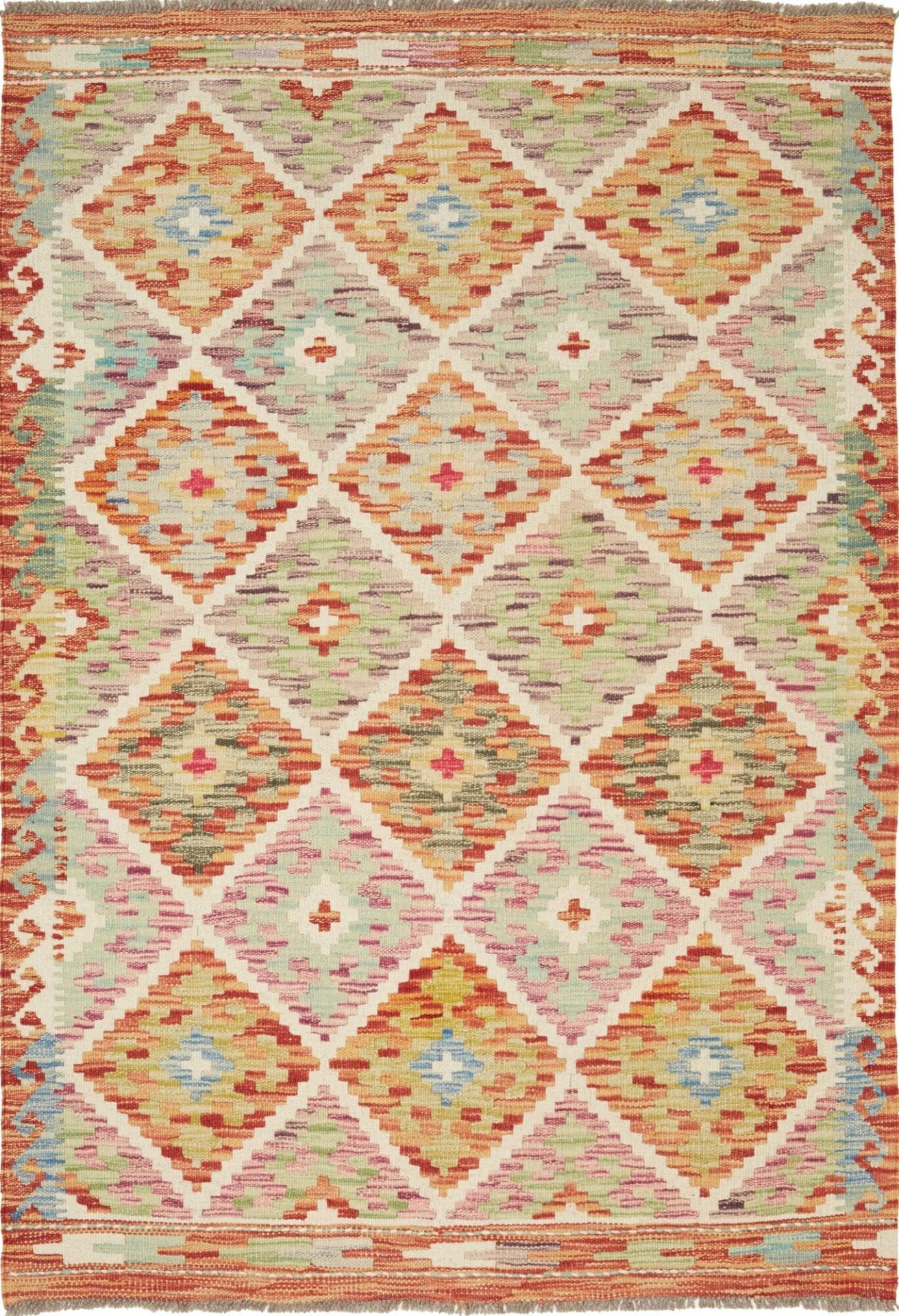 Kelim Teppich 105 x 151 cm | Rustikales Design | handgewebt