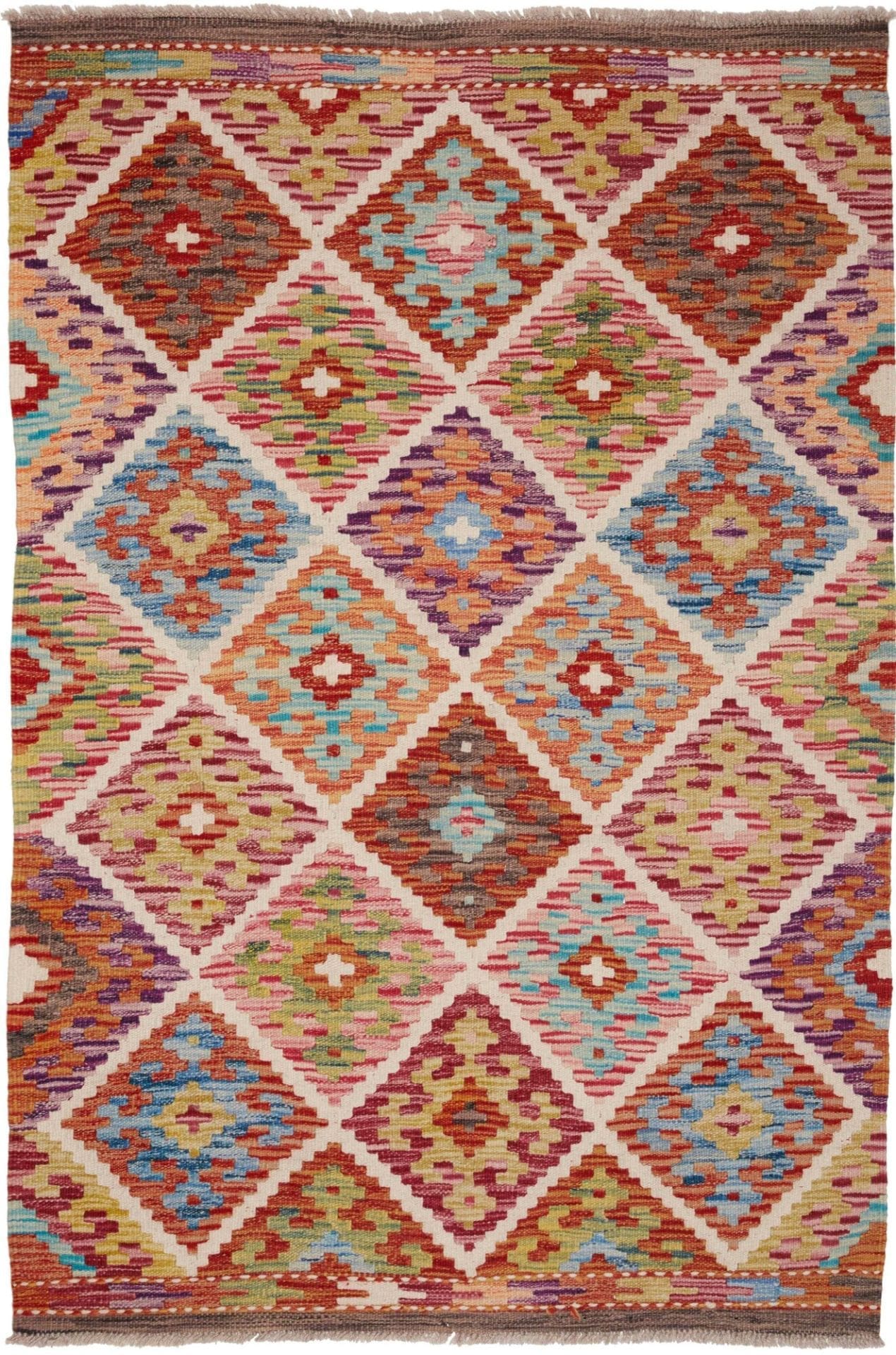 Kelim Teppich 105 x 152 cm, handgewebt, rustikales Flair, Wolle