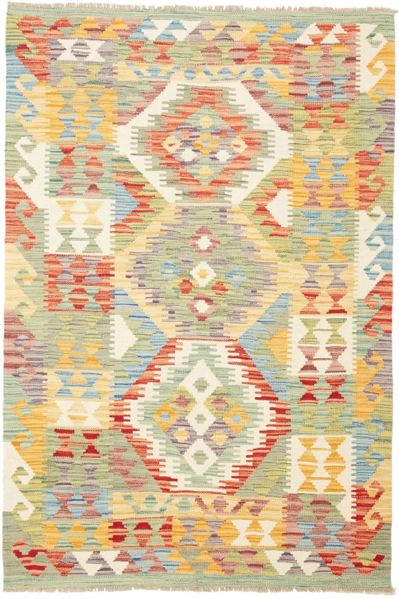 Kelim Teppich 106 x 154 cm, handgewebt, rustikales Flair