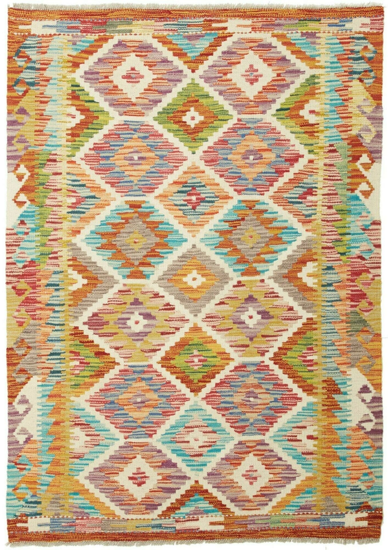 Kelim Teppich 108 x 149 cm, handgewebt, rustikales Design