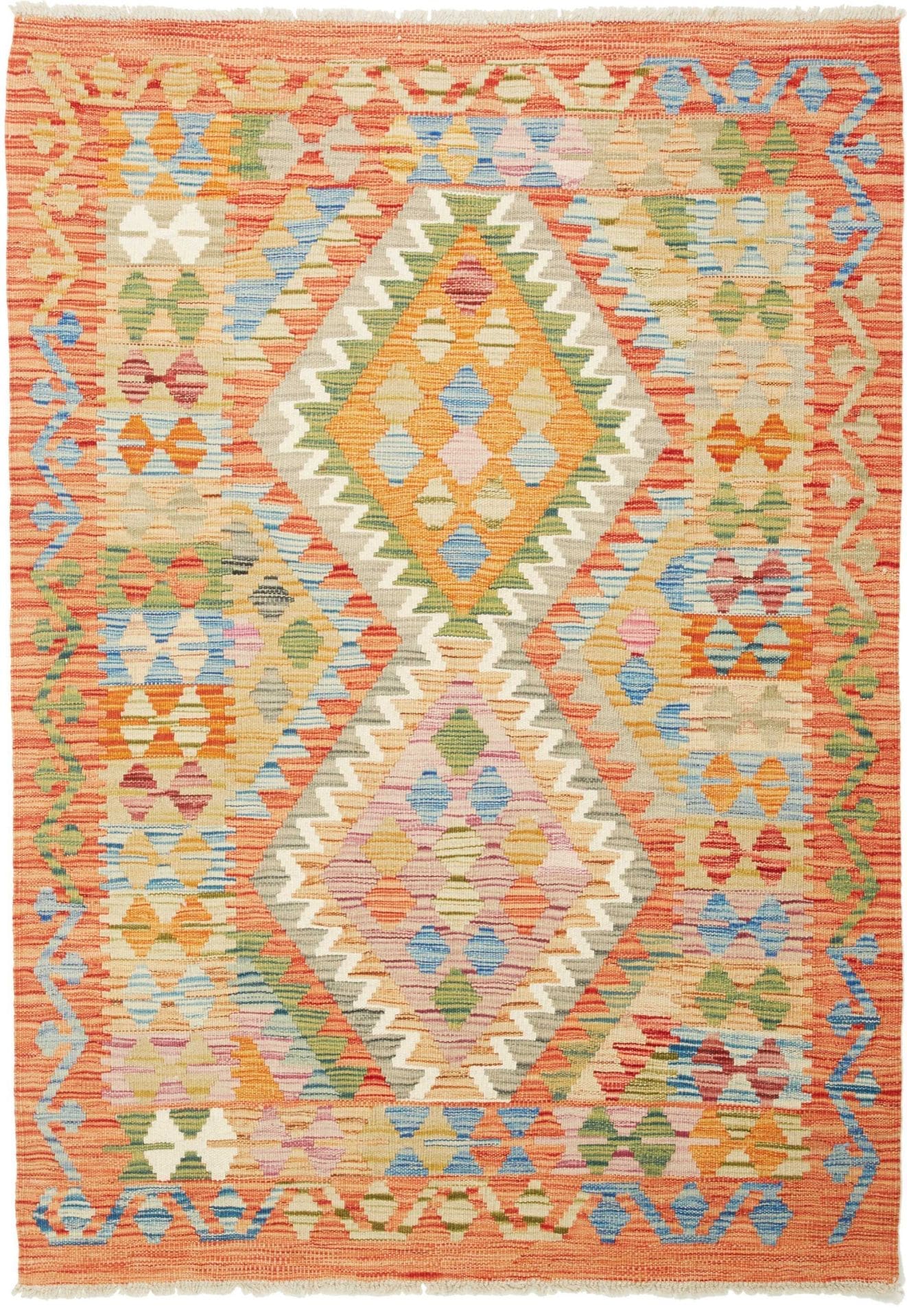 Kelim Teppich 108 x 150 cm | Handgewebt, rustikales Flair