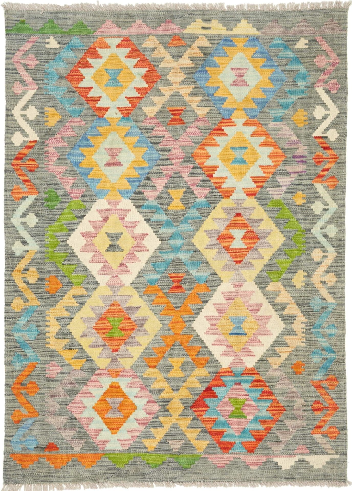 Kelim Teppich 109 x 148 cm, handgewebt, rustikales Design