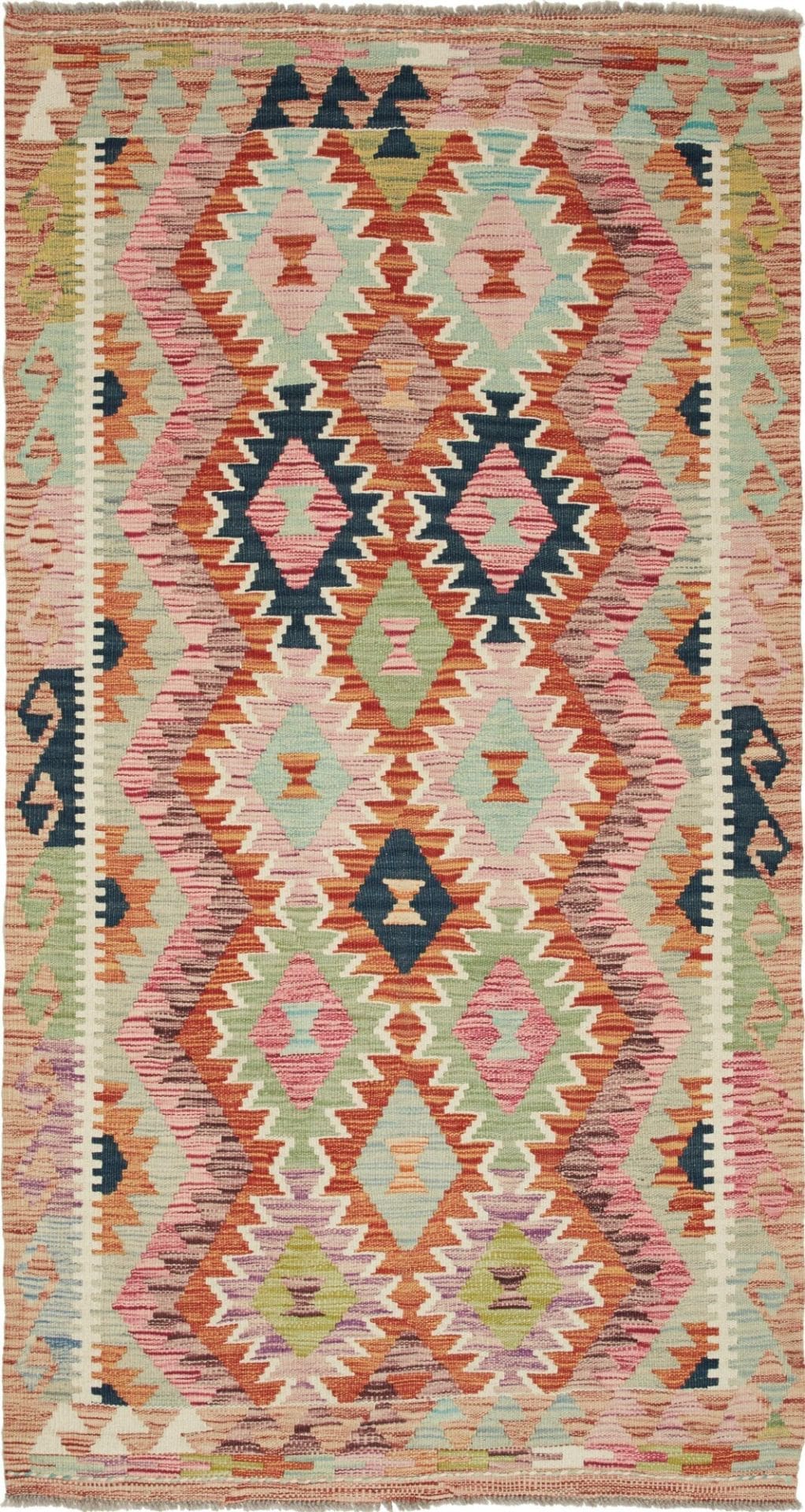 Kelim Teppich 109 x 196 cm aus Schurwolle, handgewebt, Orientteppich