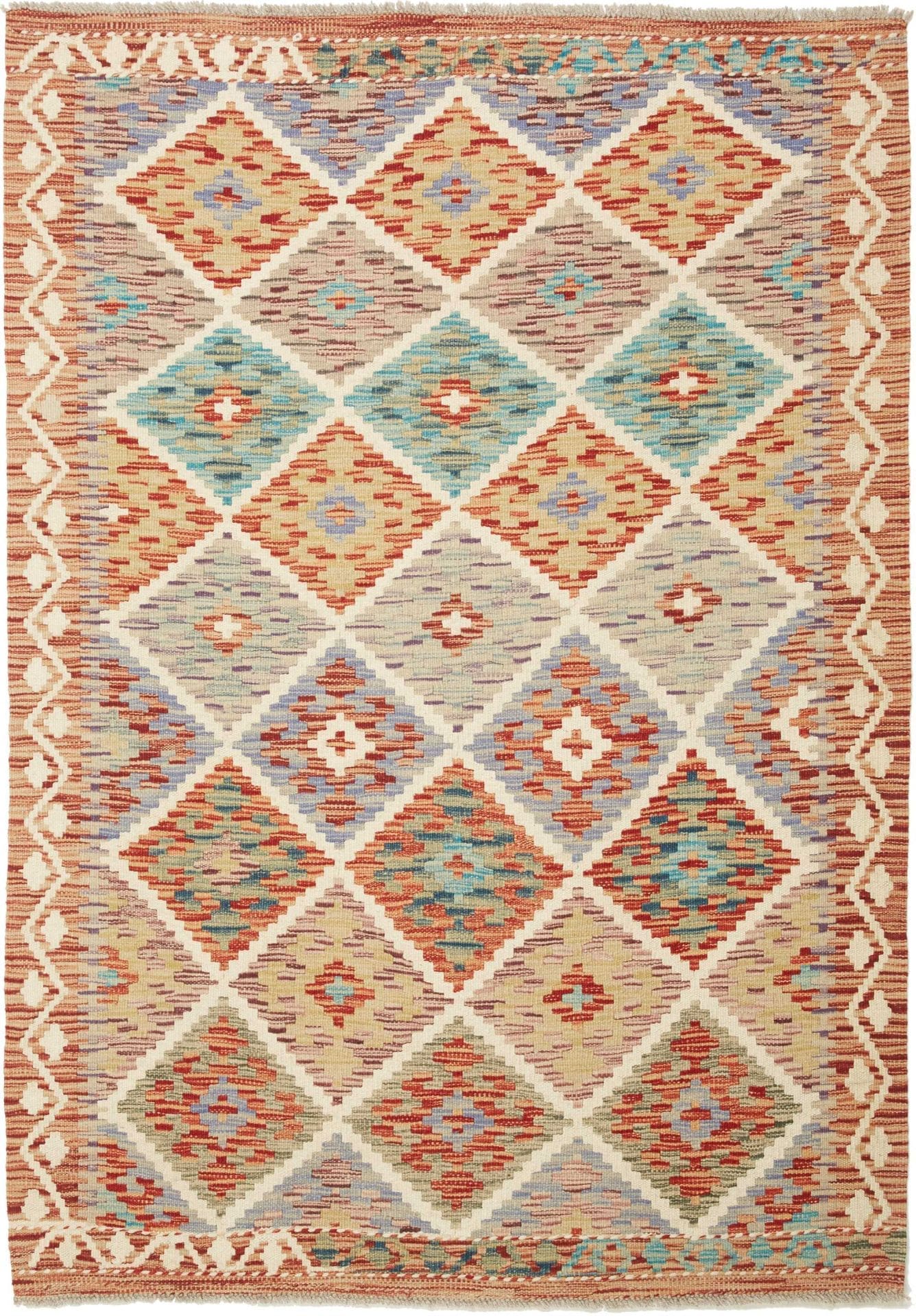 Kelim Teppich 118 x 162 cm, handgewebt, rustikales Flair, Wolle