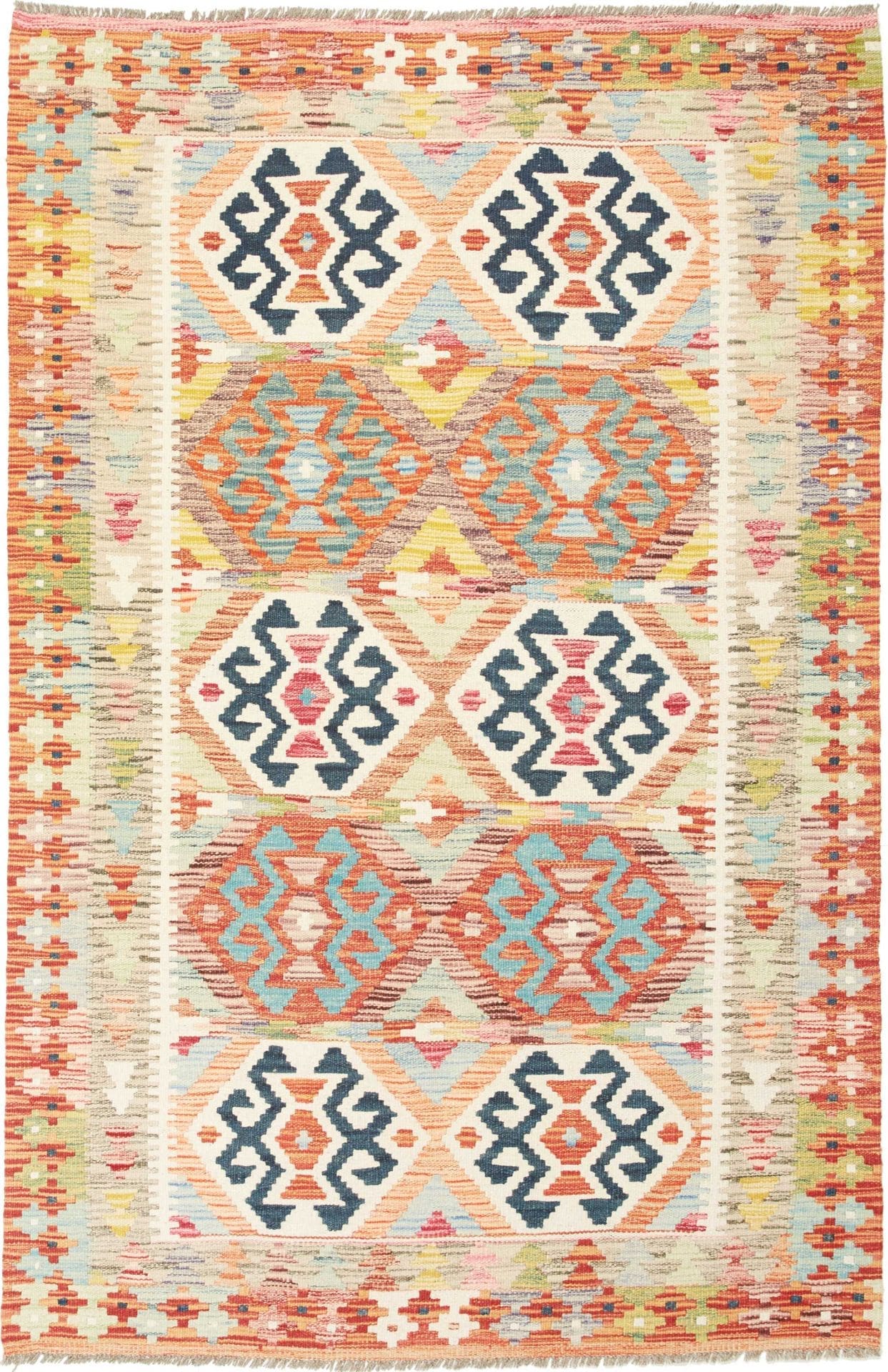 Kelim Teppich 123 x 186 cm aus Schurwolle, handgewebt, orientalisch