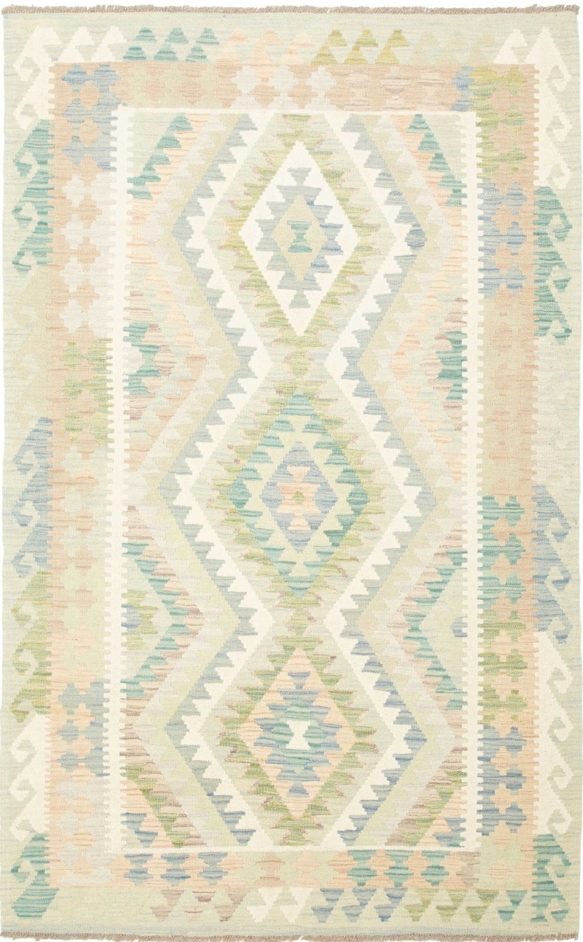 Kelim Teppich 123 x 193cm, handgewebt, rustikales Flair, Wolle