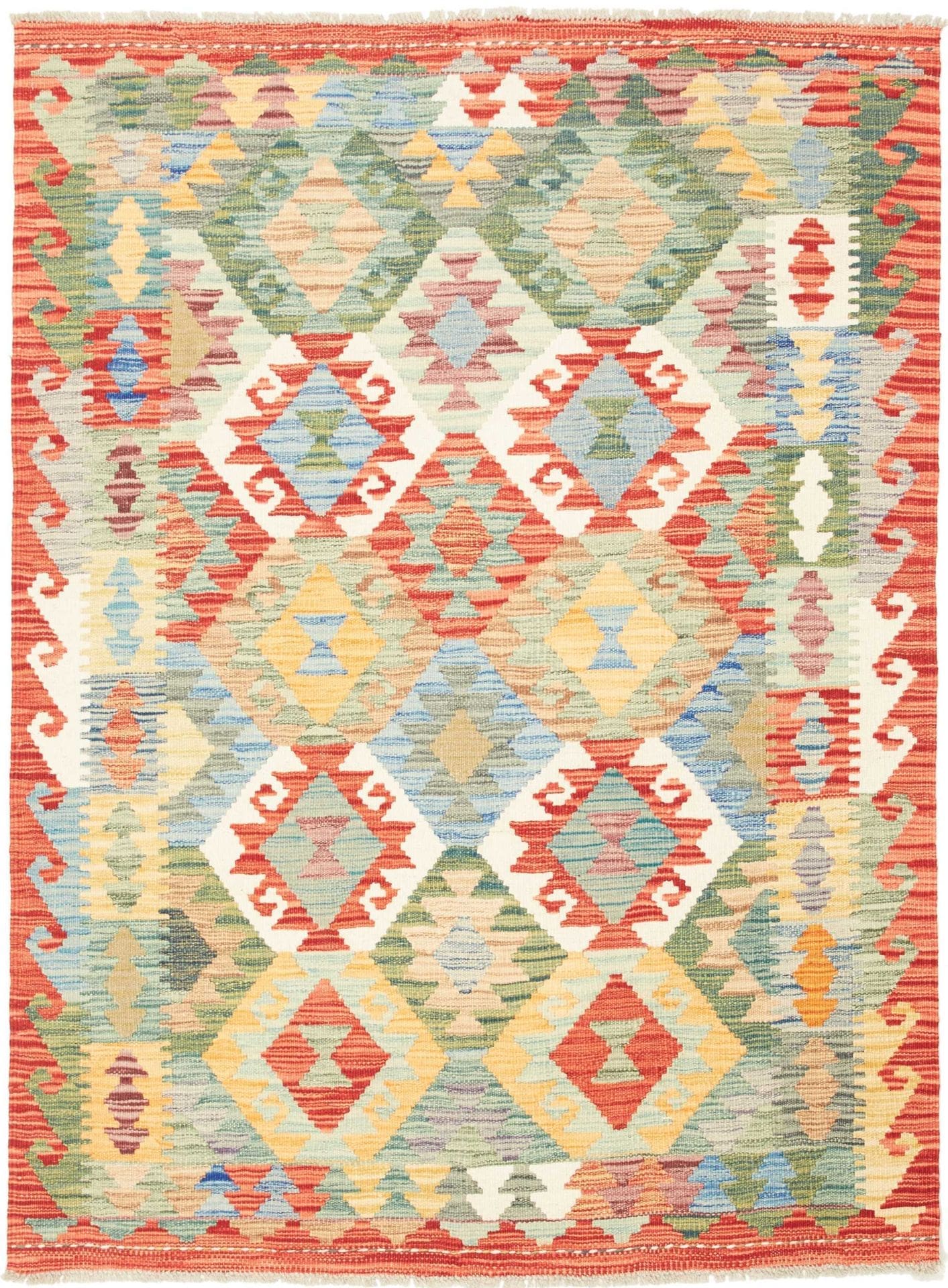 Kelim Teppich 125 x 166 cm, handgewebt, rustikales Flair, Wolle