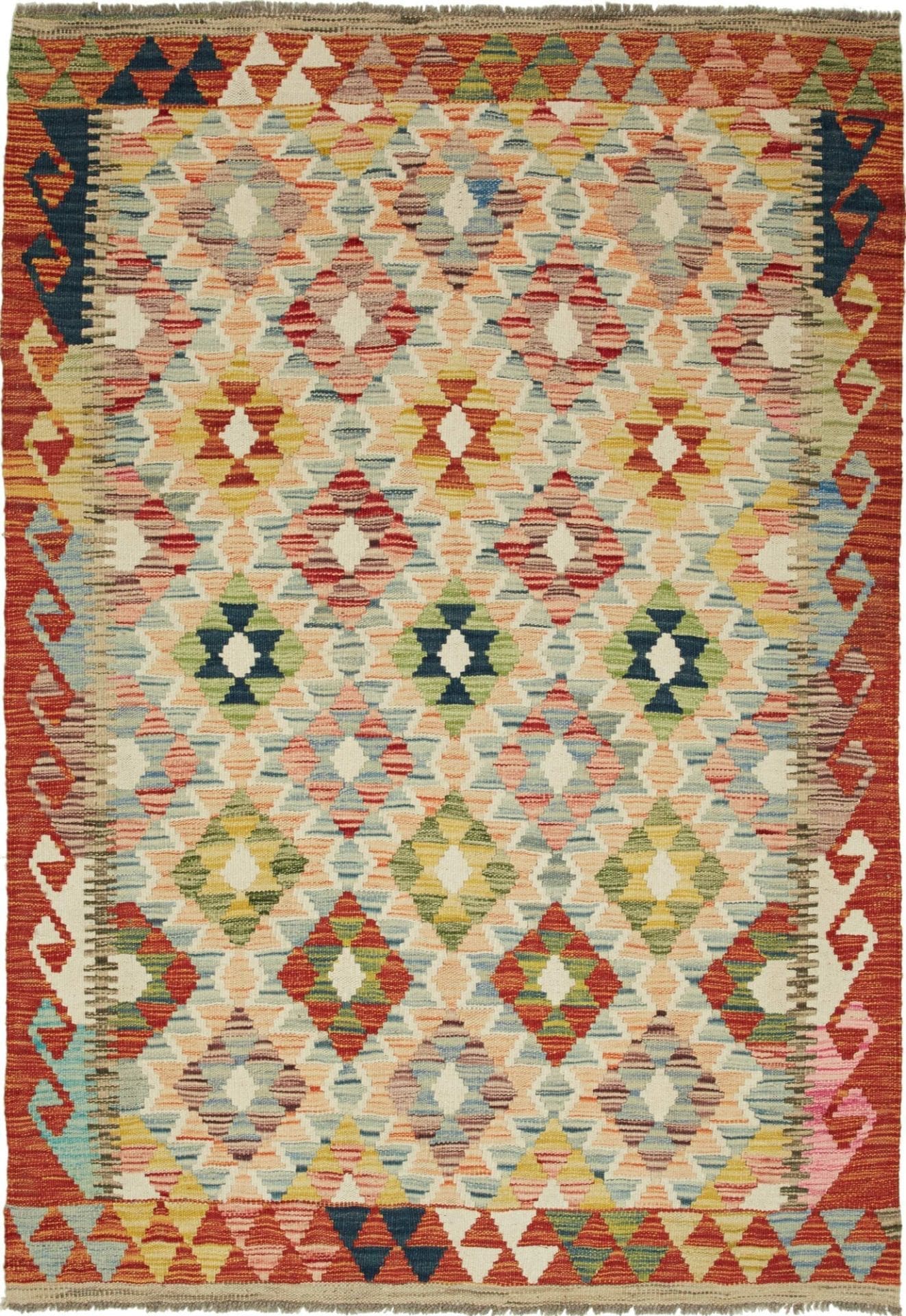 Kelim Teppich 125 x 175cm – Handgewebt, rustikales Flair, Wolle