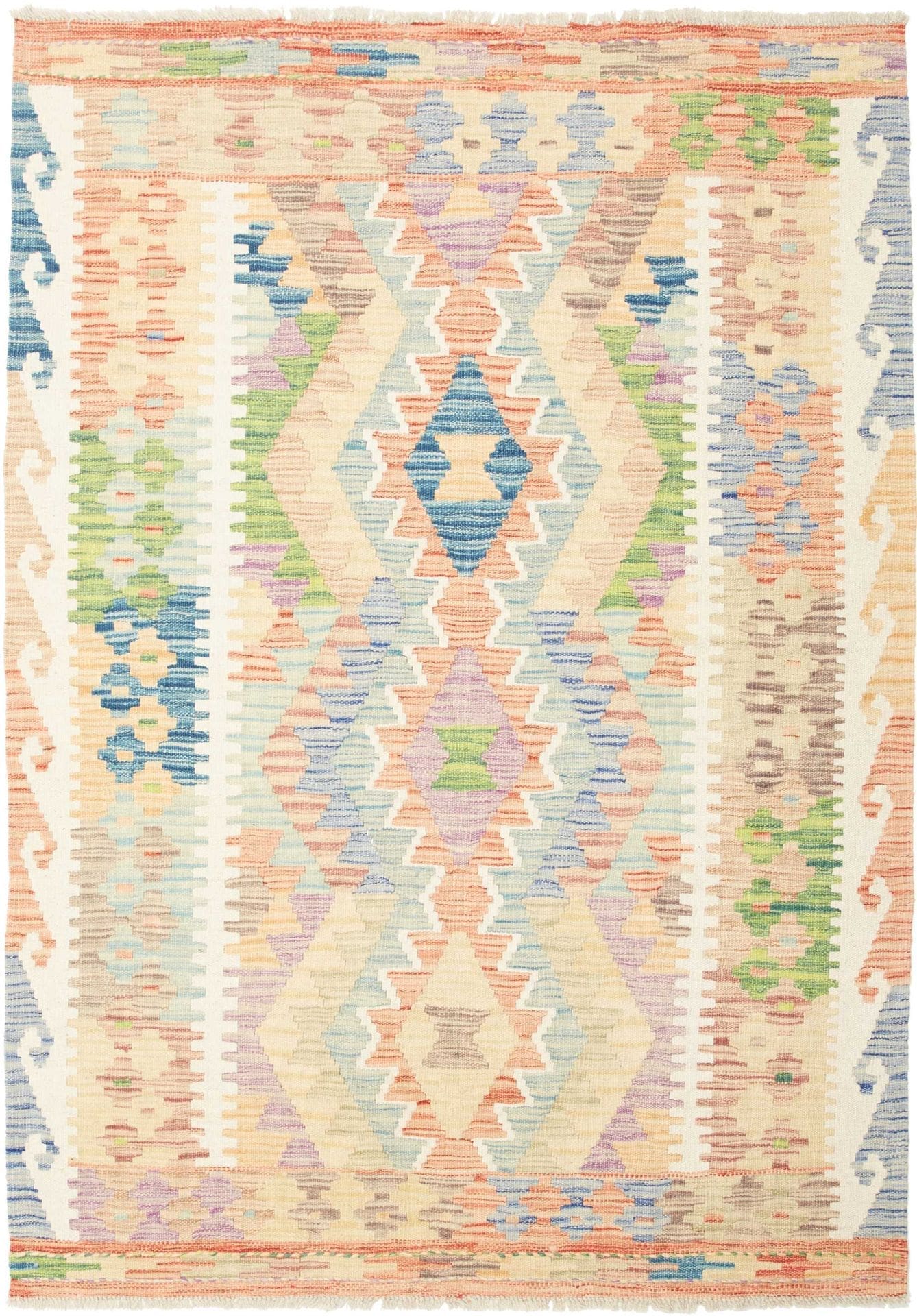 Kelim Teppich 128 x 173 cm, rustikales Design, handgewebt
