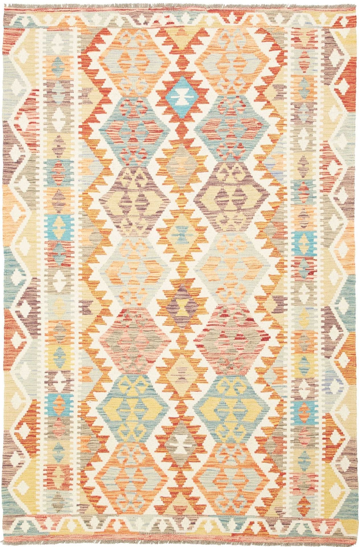 Kelim Teppich 128 x 189 cm, handgewebt, rustikales Flair