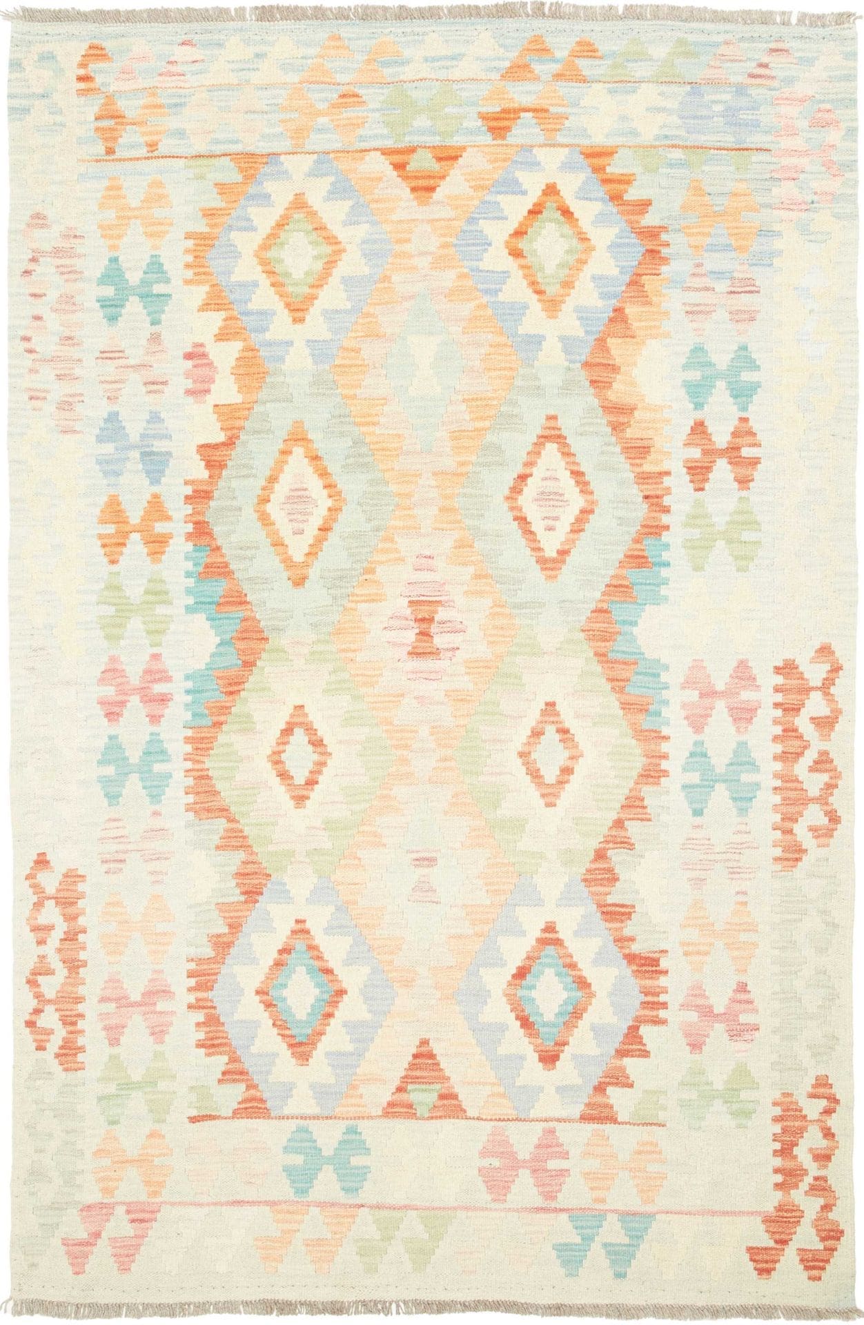 Kelim Teppich 128 x 190cm, rustikales Design, handgewebt