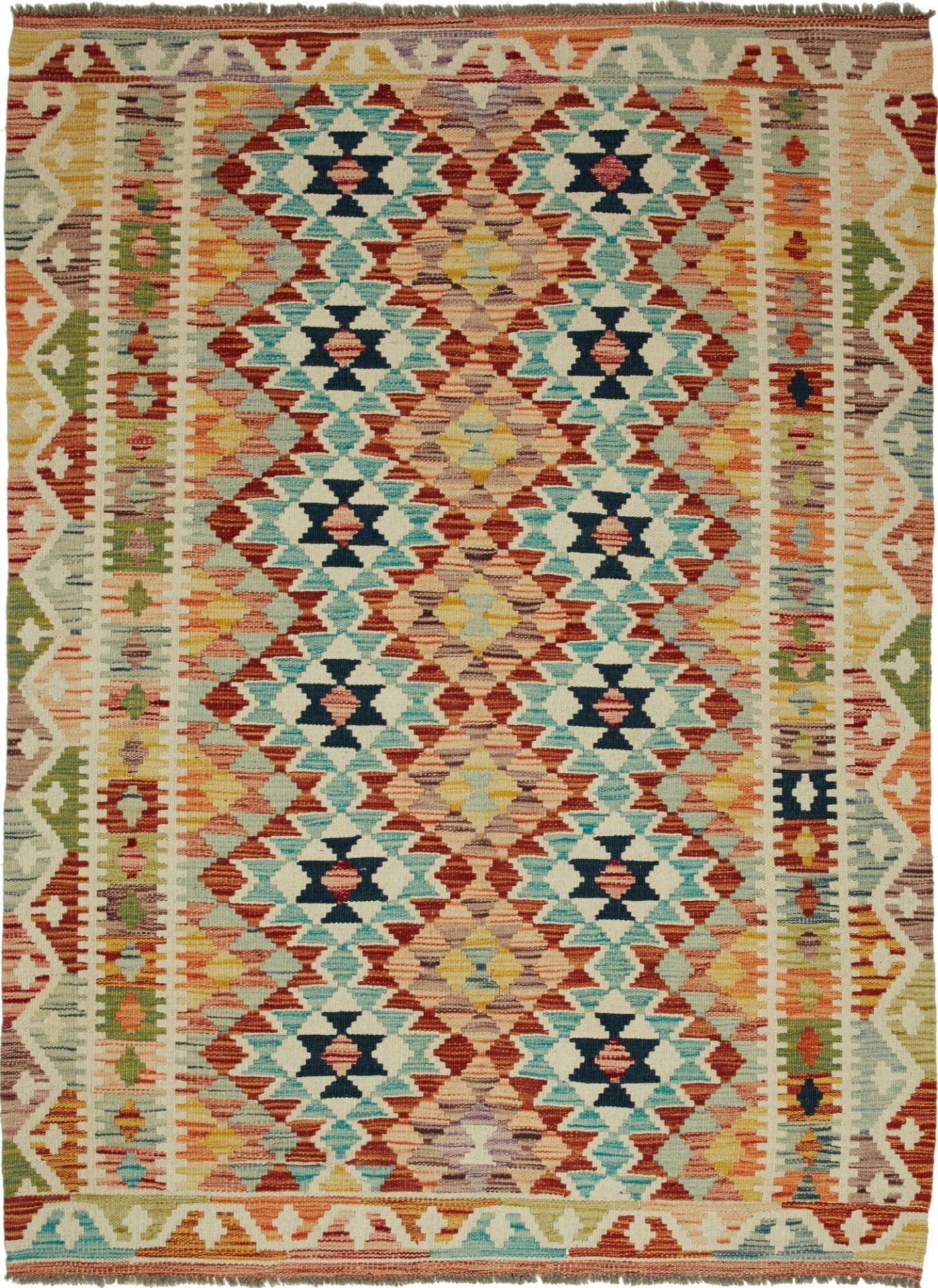Kelim Teppich 129 x 169 cm – Handgewebt, rustikales Flair, Wolle