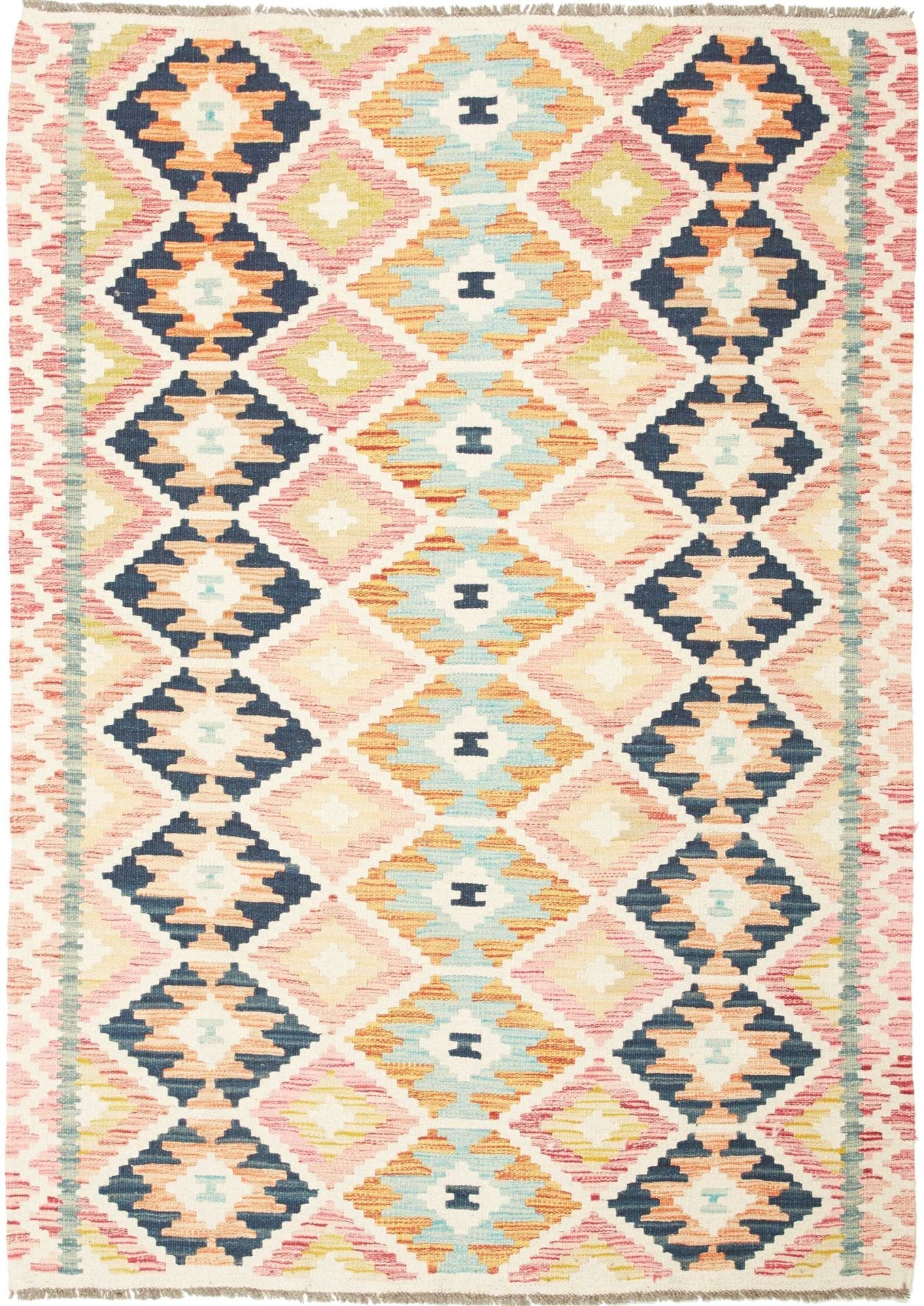 Kelim Teppich 130 x 178 cm, handgewebt, rustikales Flair, Wolle