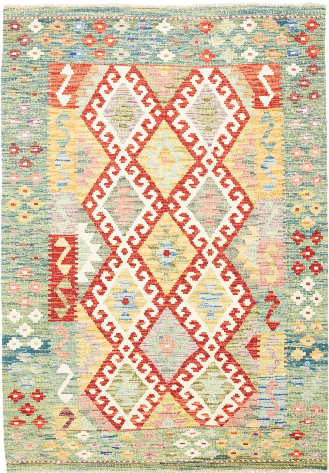 Kelim Teppich 130 x 178cm, rustikal, Schurwolle, handgewebt