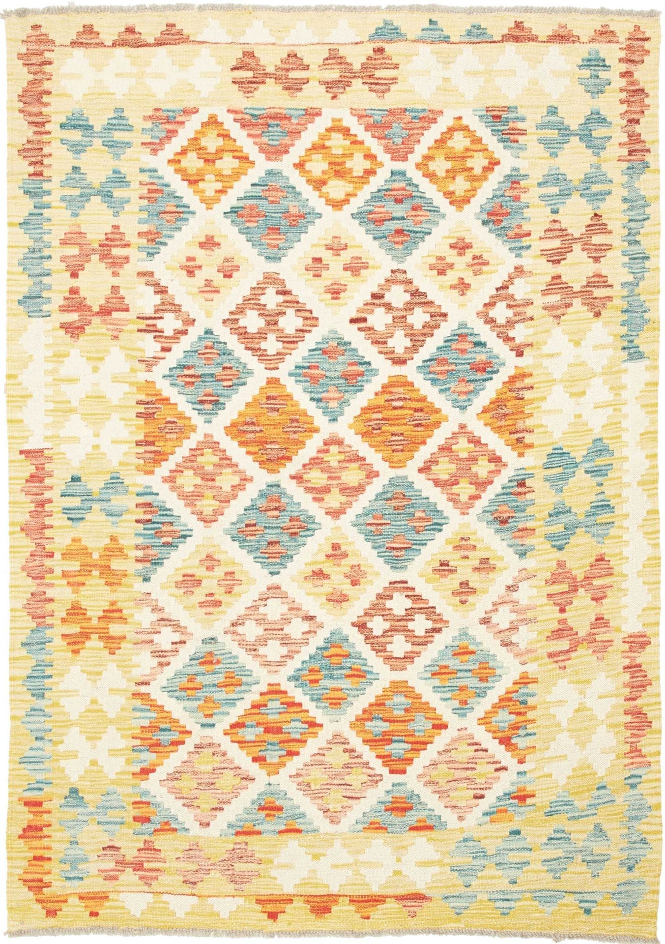 Kelim Teppich 130 x 179 cm, handgewebt, rustikales Flair, Wolle