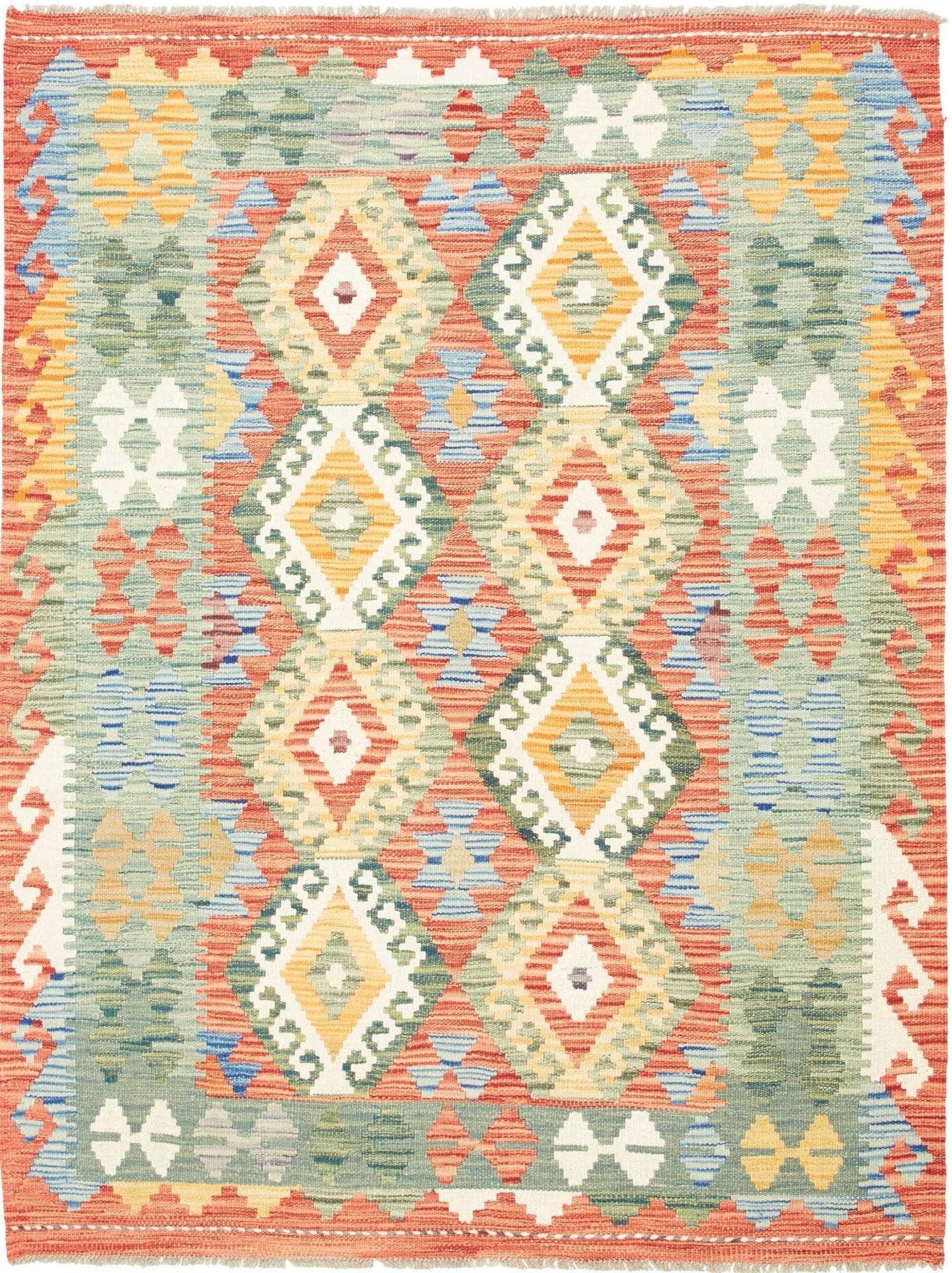 Kelim Teppich 131 x 167 cm, handgewebt, rustikales Flair