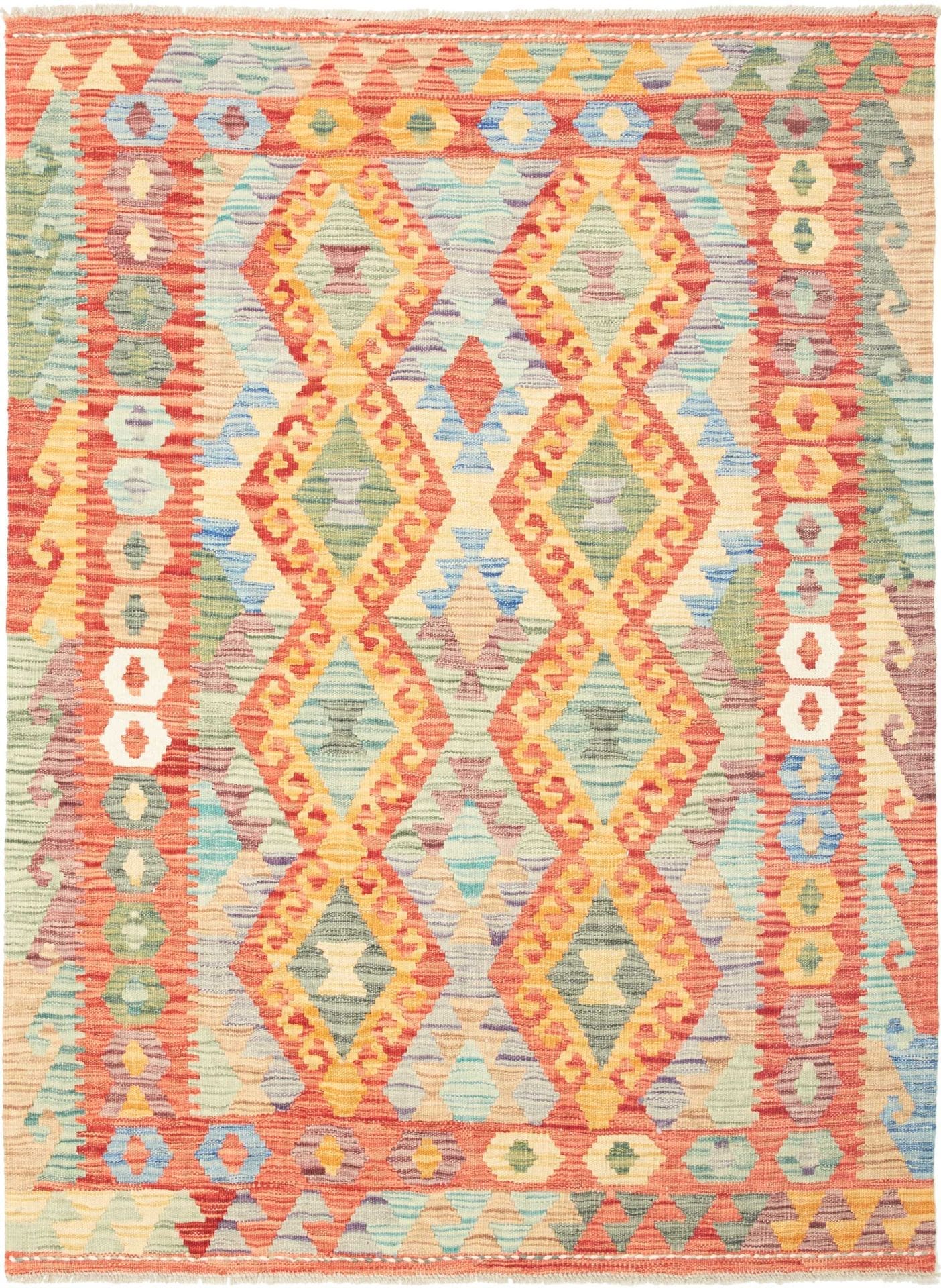 Kelim Teppich 131 x 171cm, Wolle/Baumwolle, handgewebt