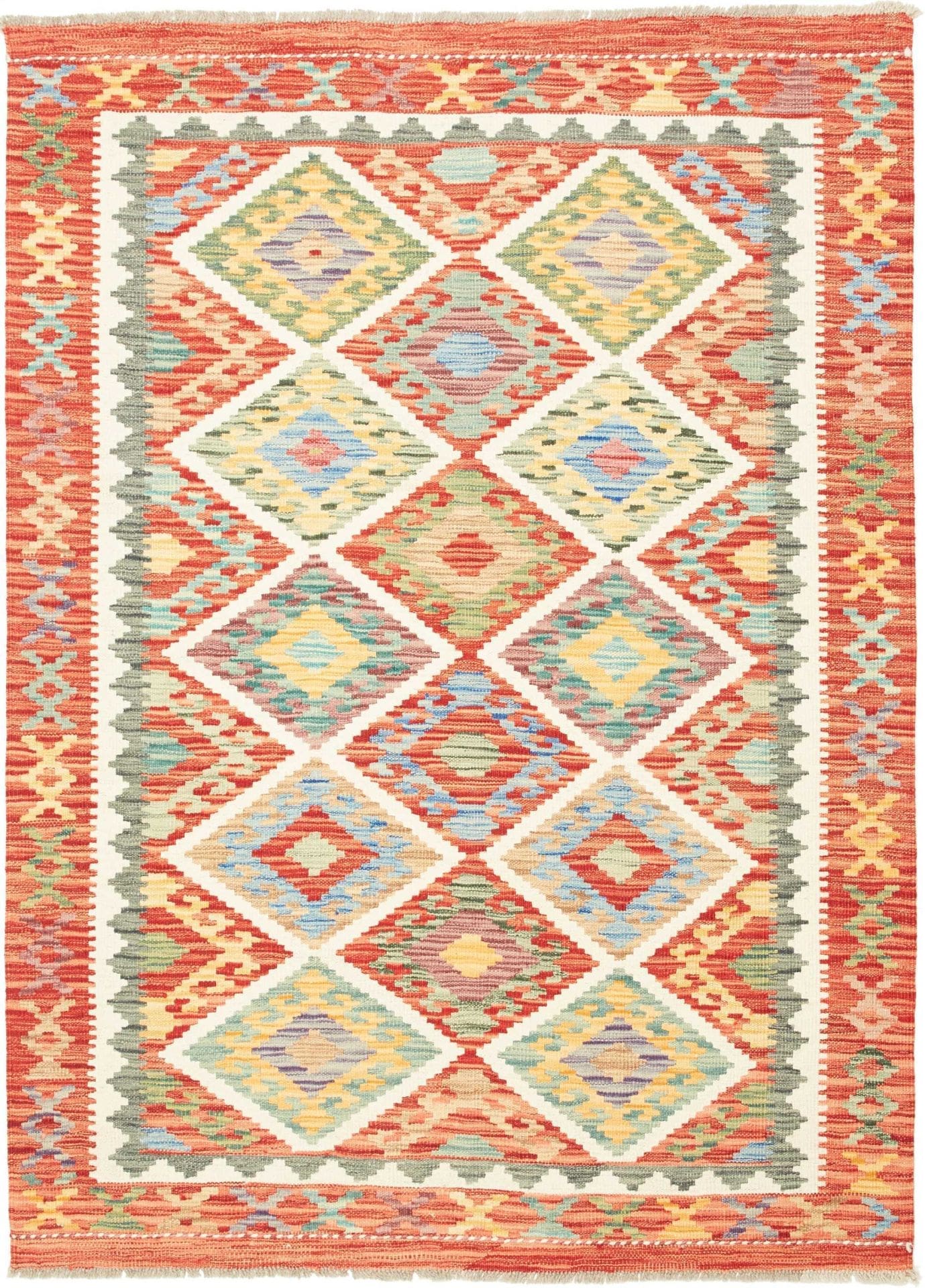 Kelim Teppich 131 x 176 cm aus Schurwolle, handgewebt, Orientteppich