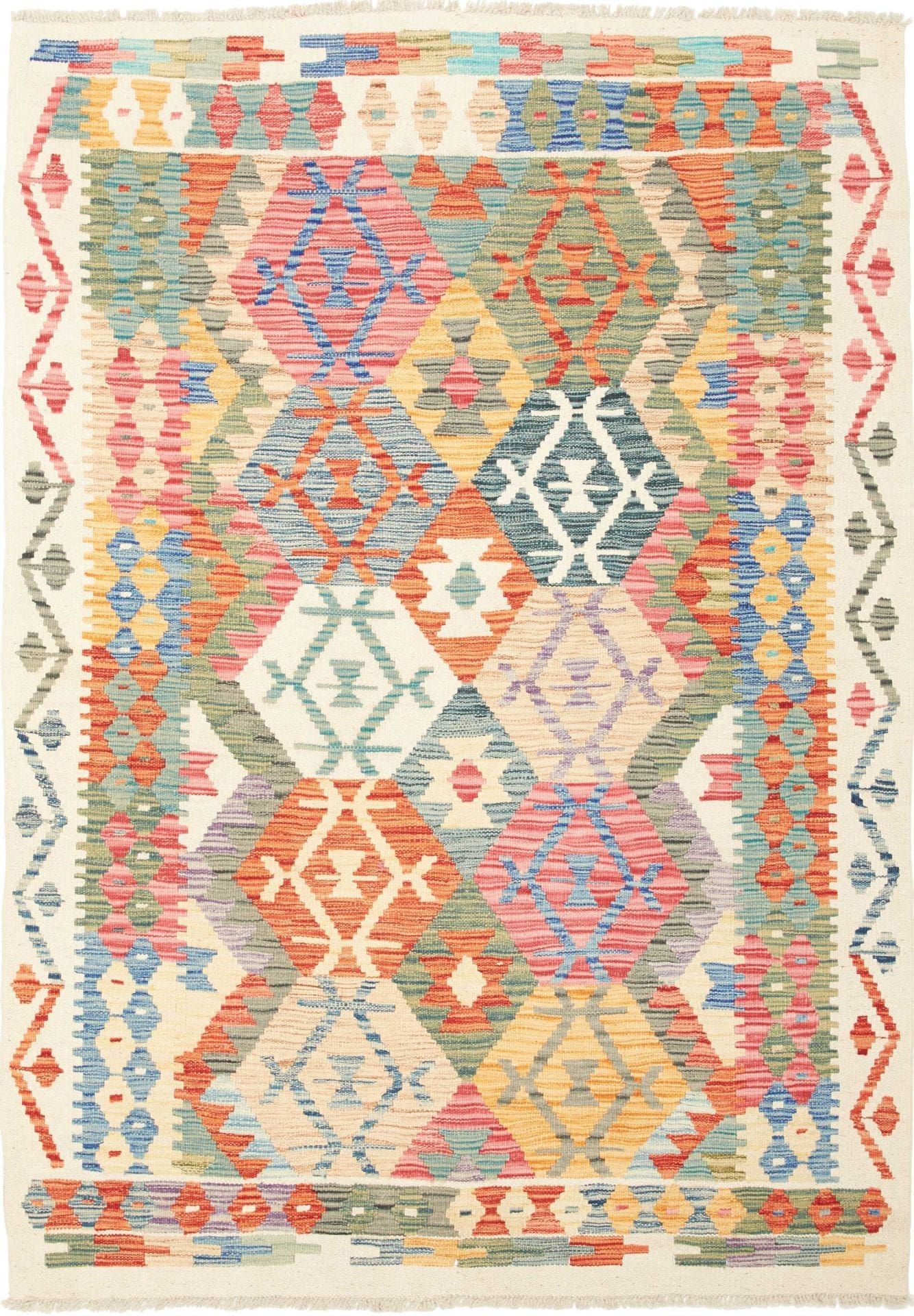 Kelim Teppich 131 x 180 cm, handgewebt, rustikales Flair