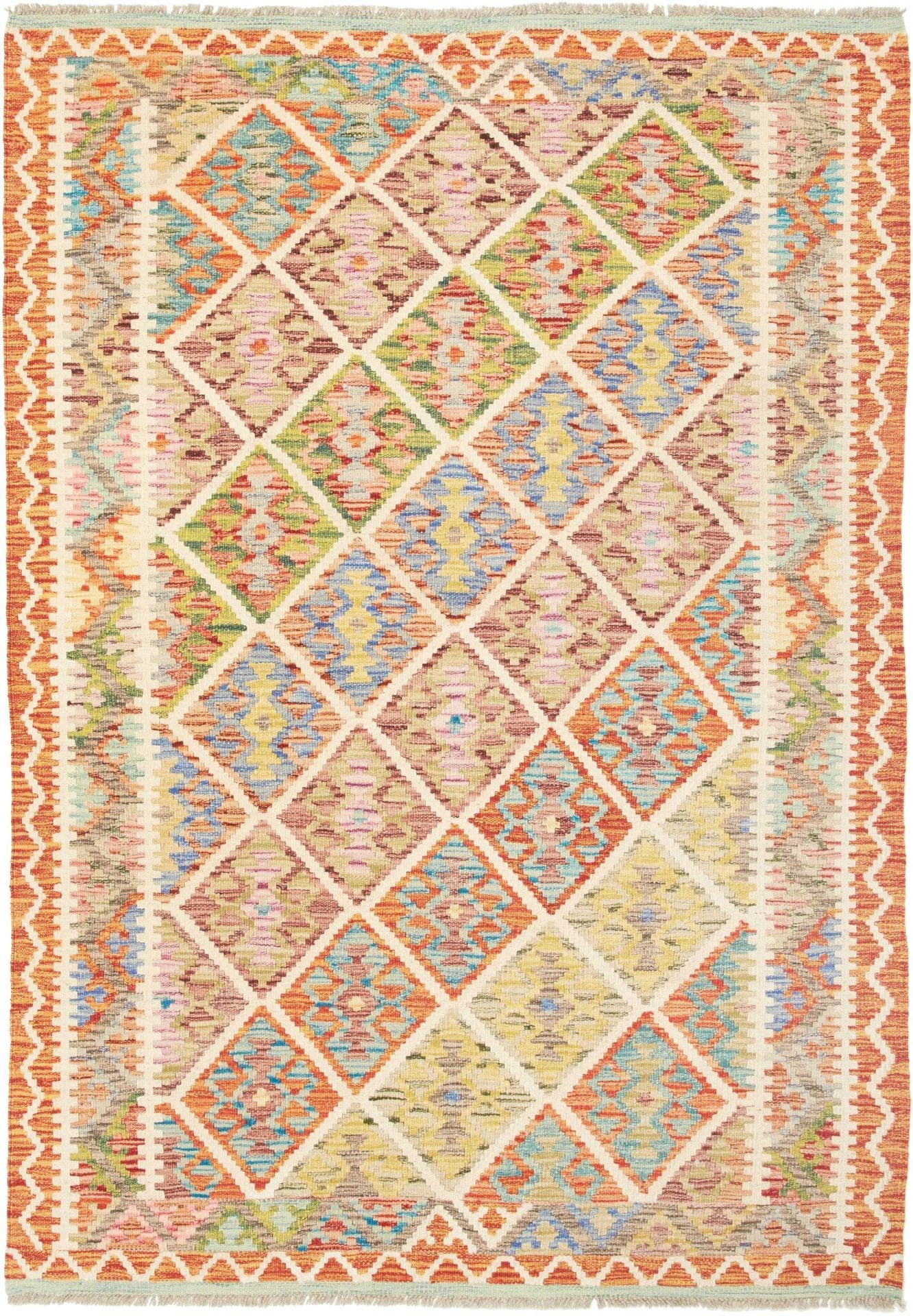 Kelim Teppich 133 x 184cm, rustikales Design, handgewebt