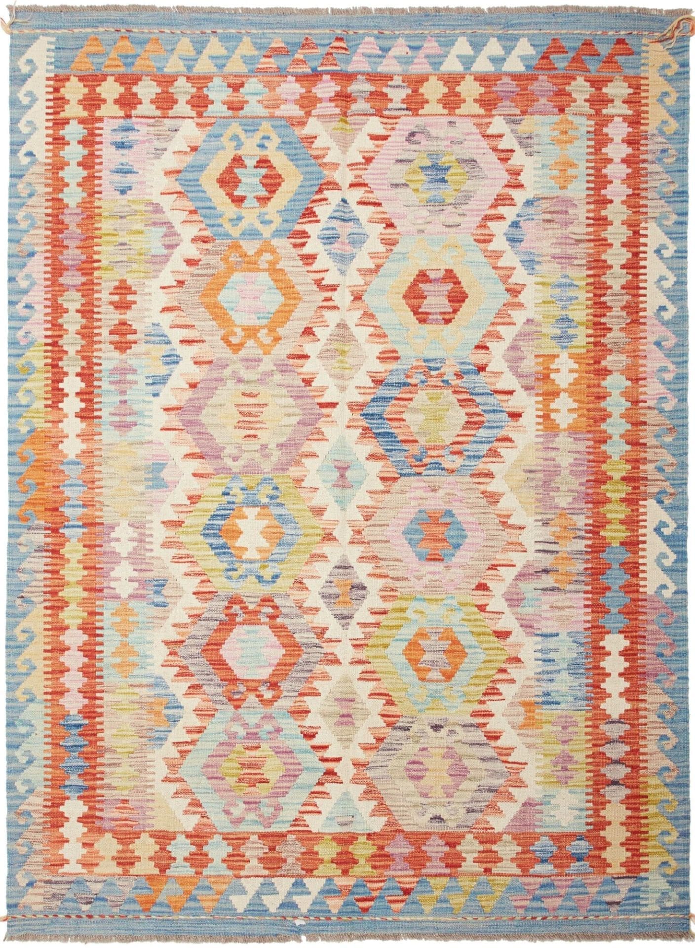 Kelim Teppich 150 x 200 cm, handgewebt, rustikal mit Schurwolle