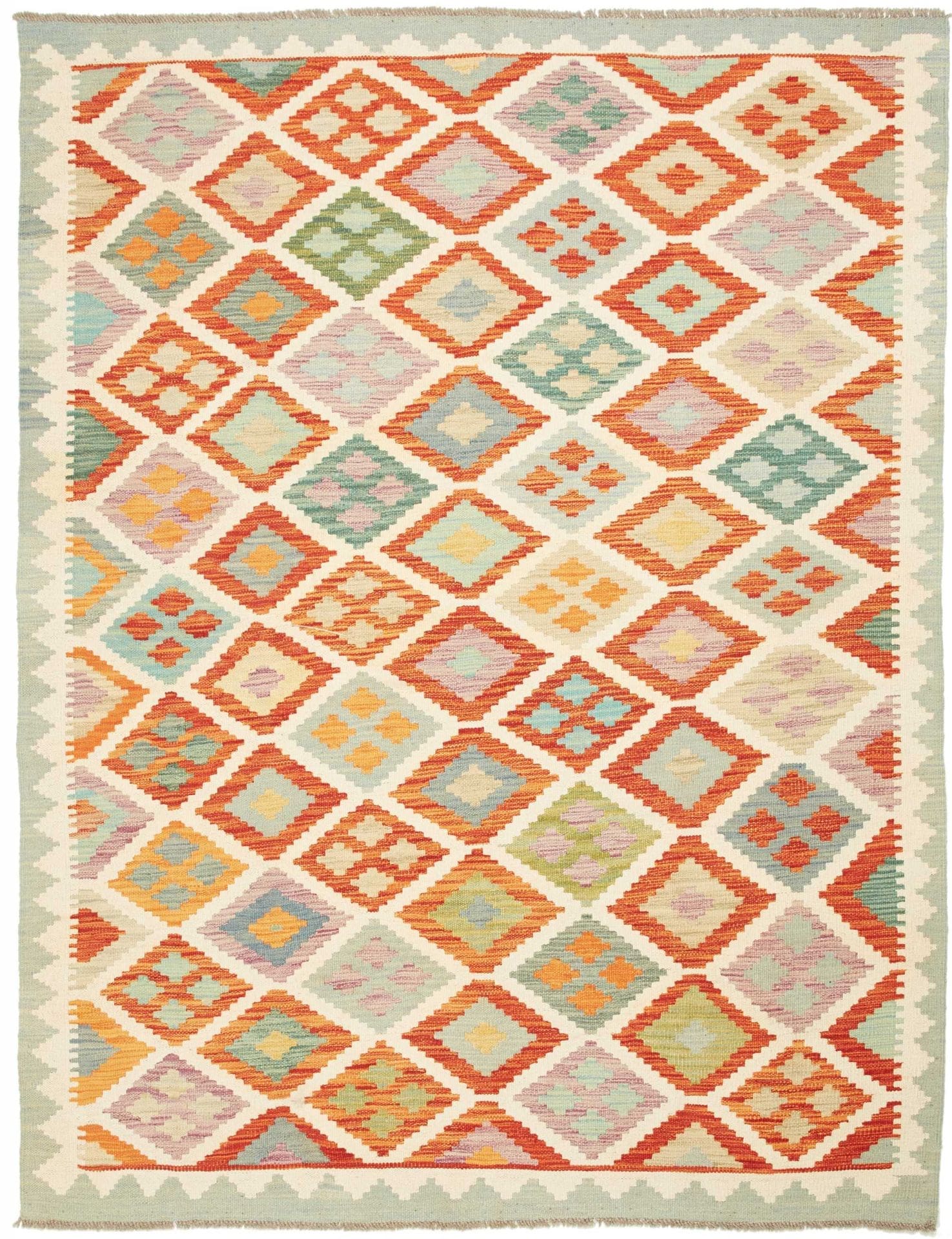 Kelim Teppich 152 x 196cm - Handgewebt, rustikales Design