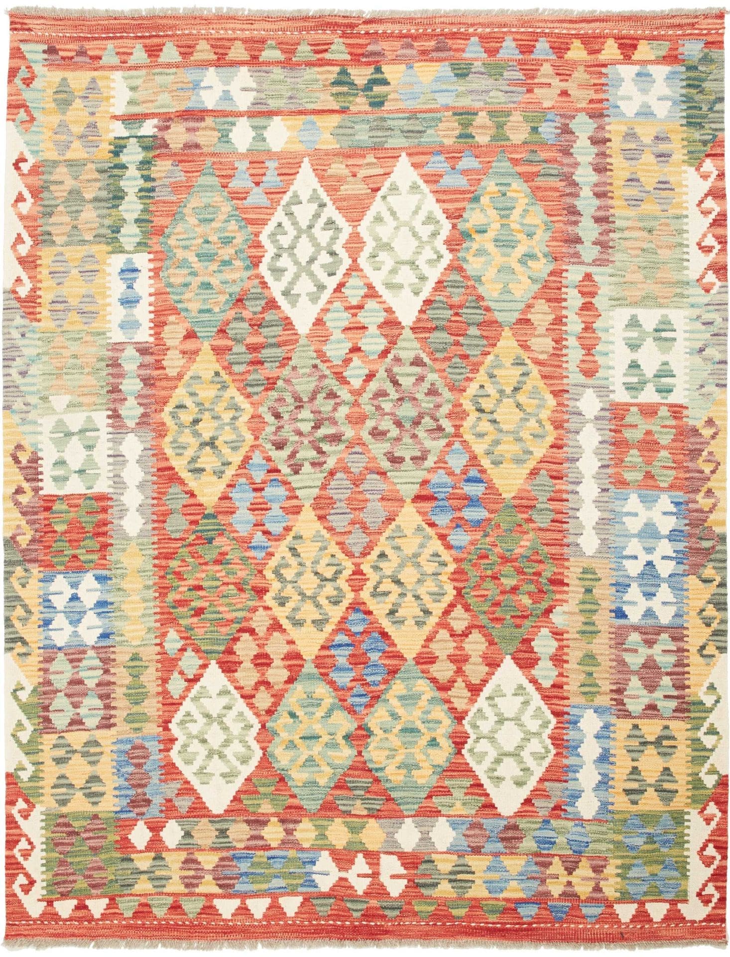 Kelim Teppich 153 x 195 cm, handgewebt, rustikales Flair, Wolle