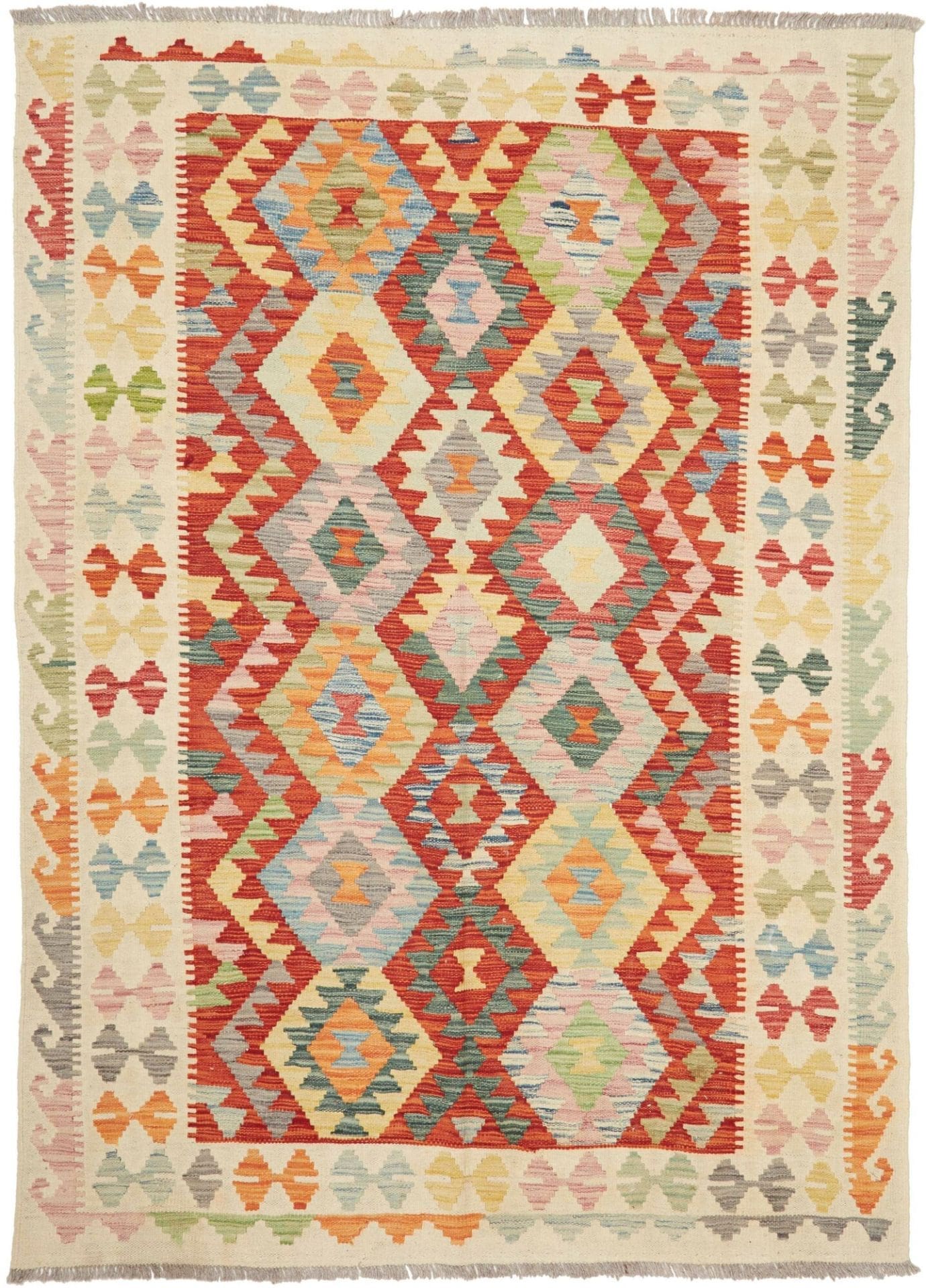 Kelim Teppich 153 x 209cm | Handgewebt, rustikales Design