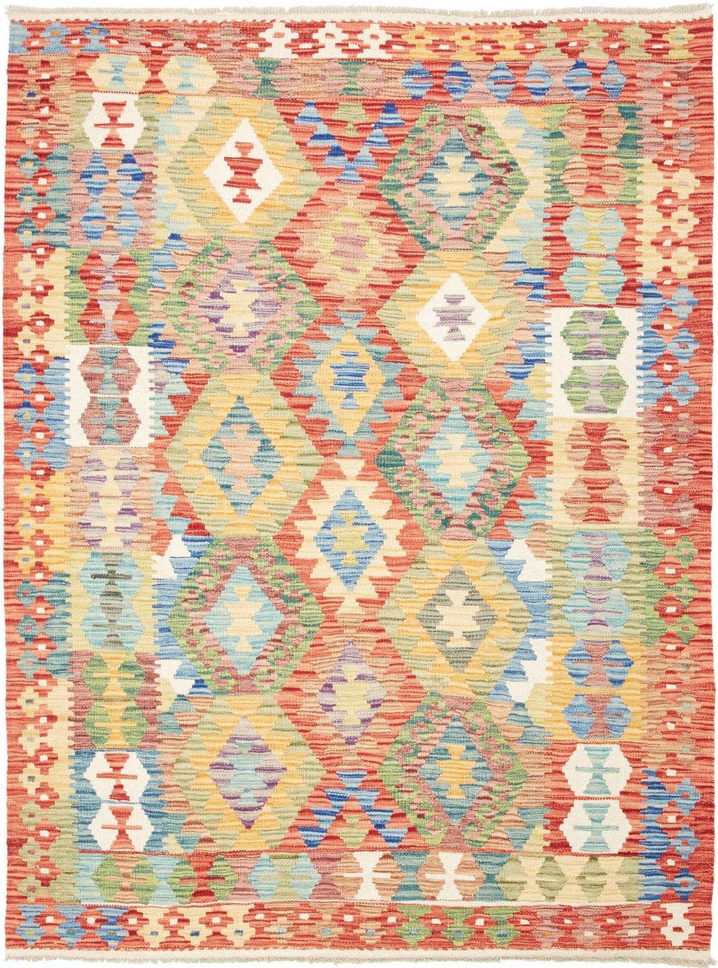 Kelim Teppich 154 x 203 cm - Handgewebt, rustikales Flair, Wolle