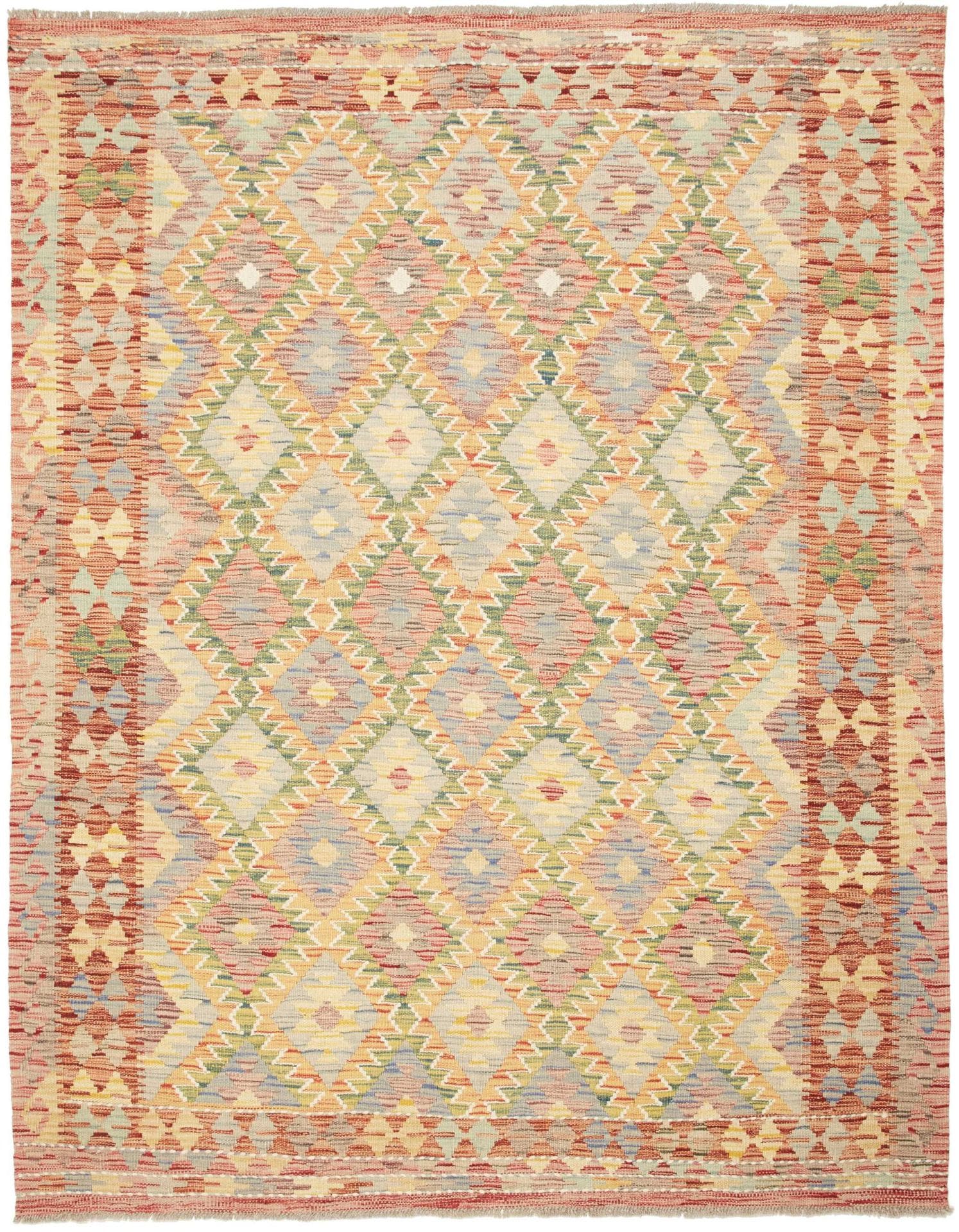 Kelim Teppich 155 x 195cm, handgewebt, rustikales Flair, Wolle