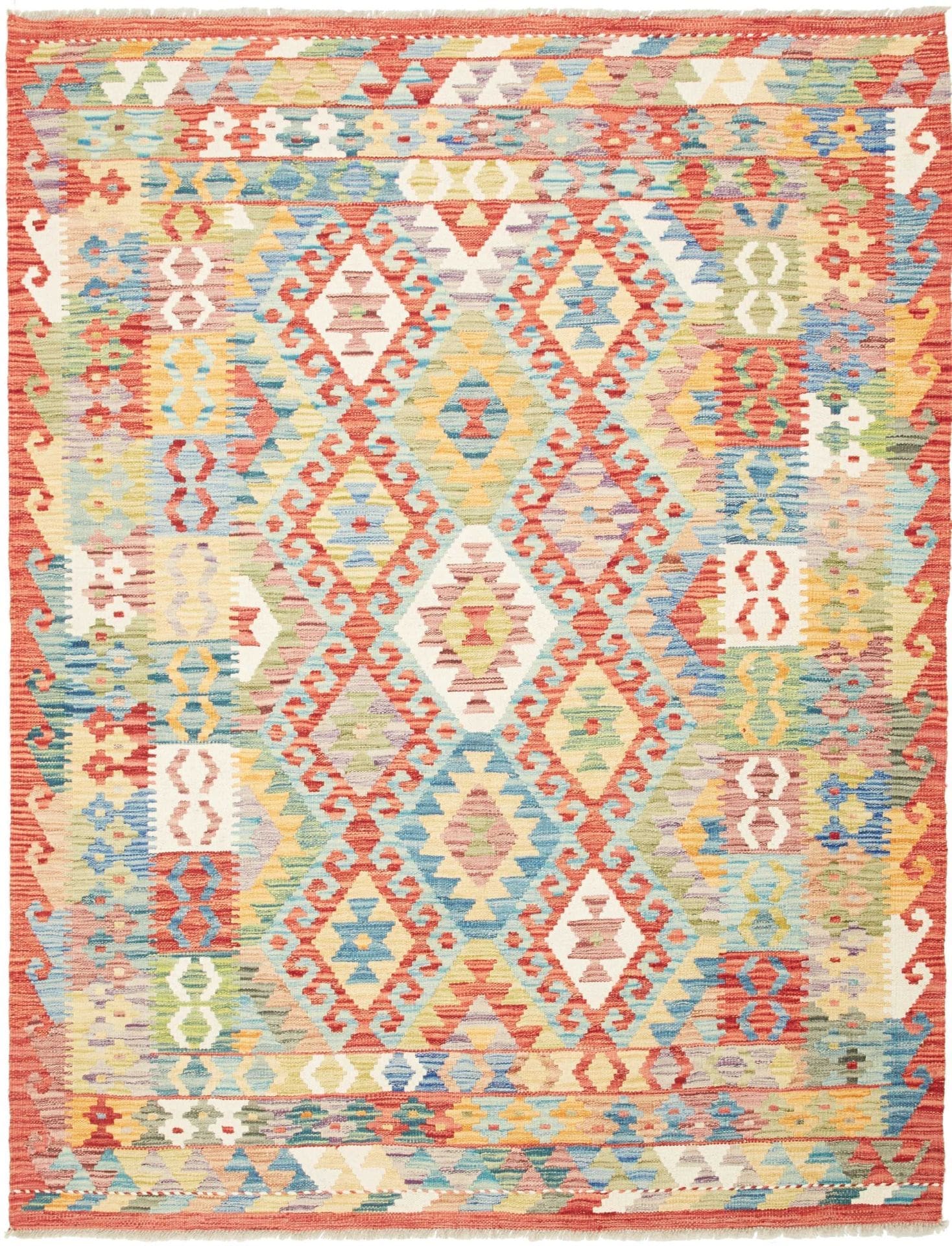 Kelim Teppich 155 x 197 cm, Schurwolle, handgewebt, orientalisch