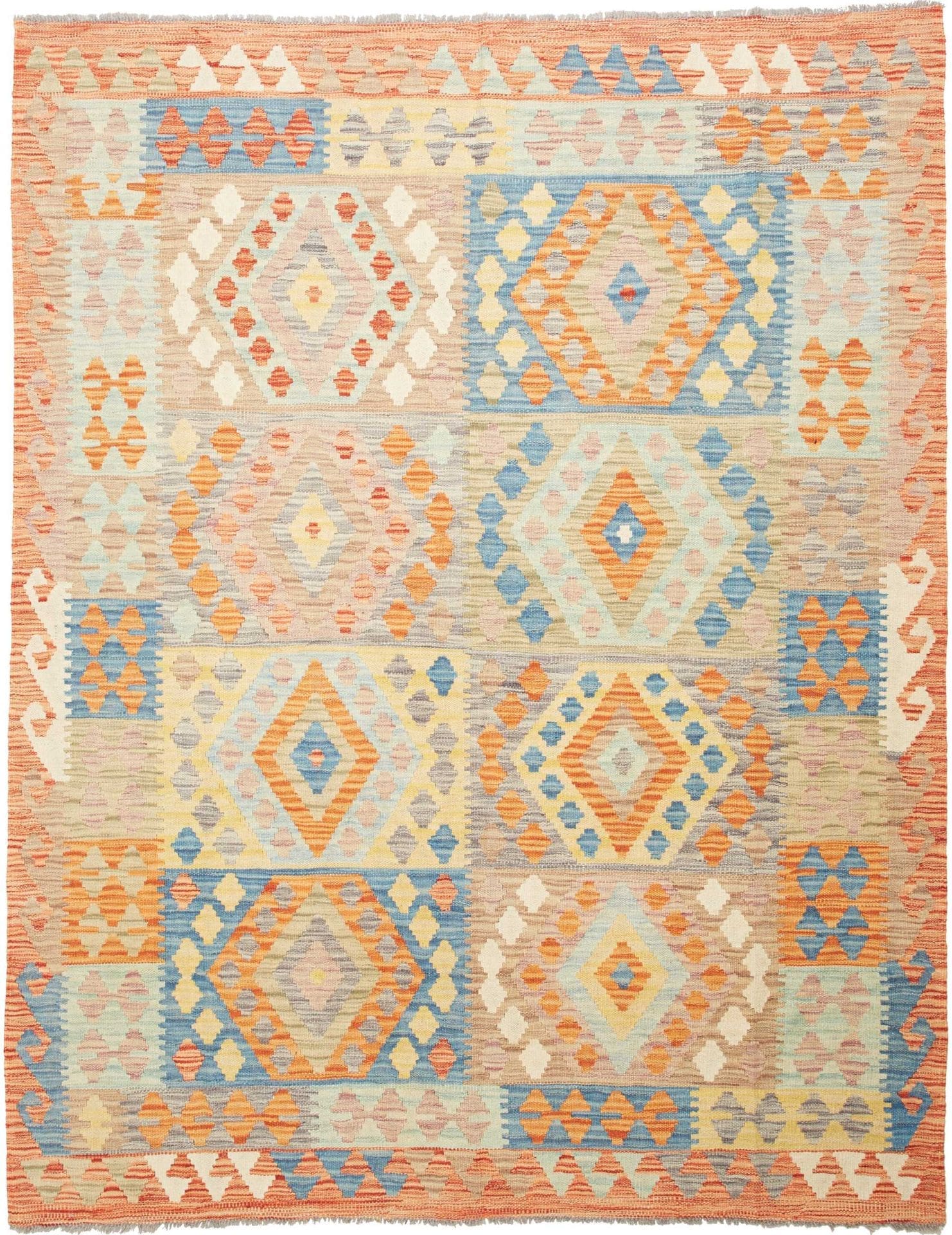 Kelim Teppich 156 x 195cm, handgewebt, rustikales Flair, Wolle