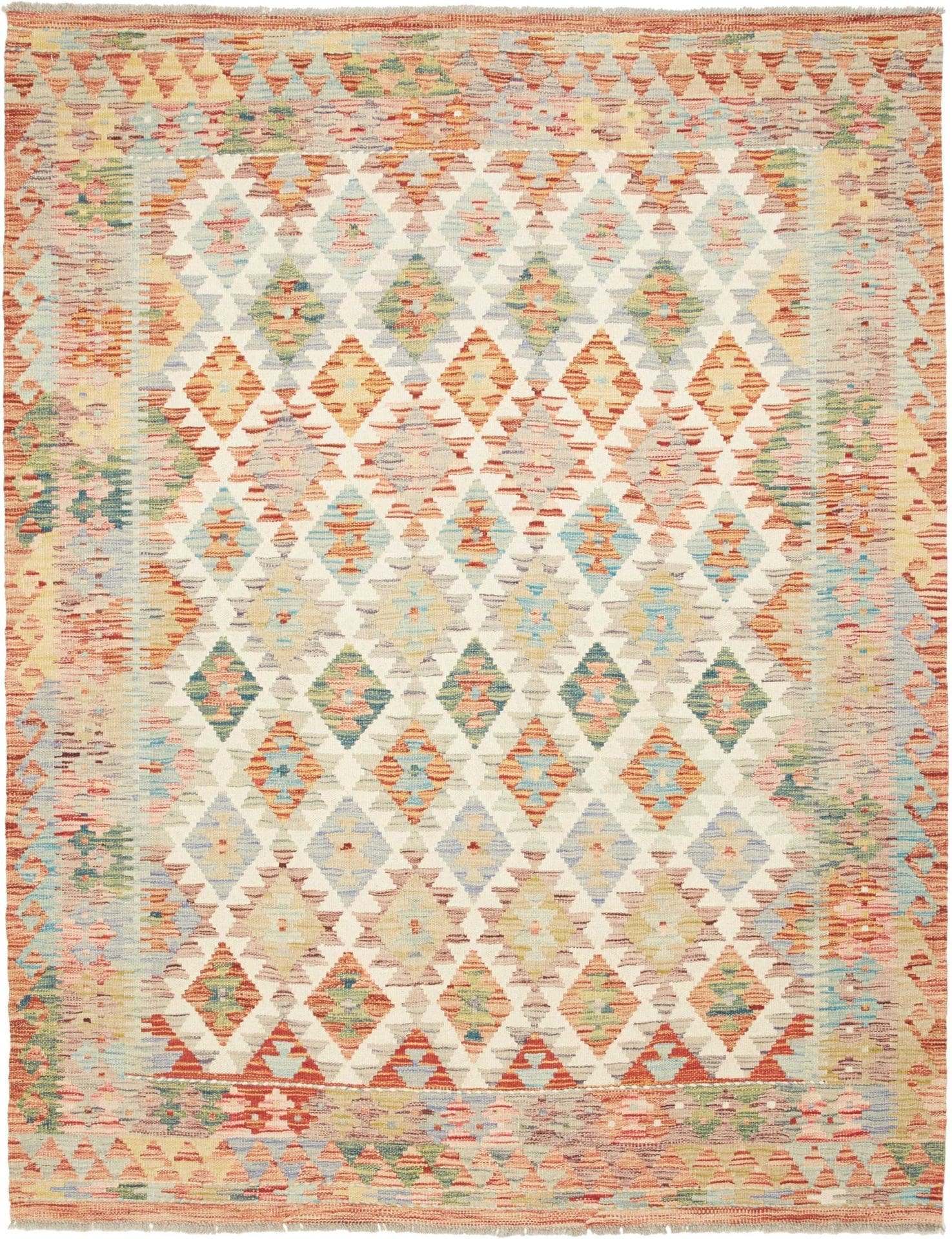 Kelim Teppich 156 x 200 cm, handgewebt, rustikales Flair, Wolle