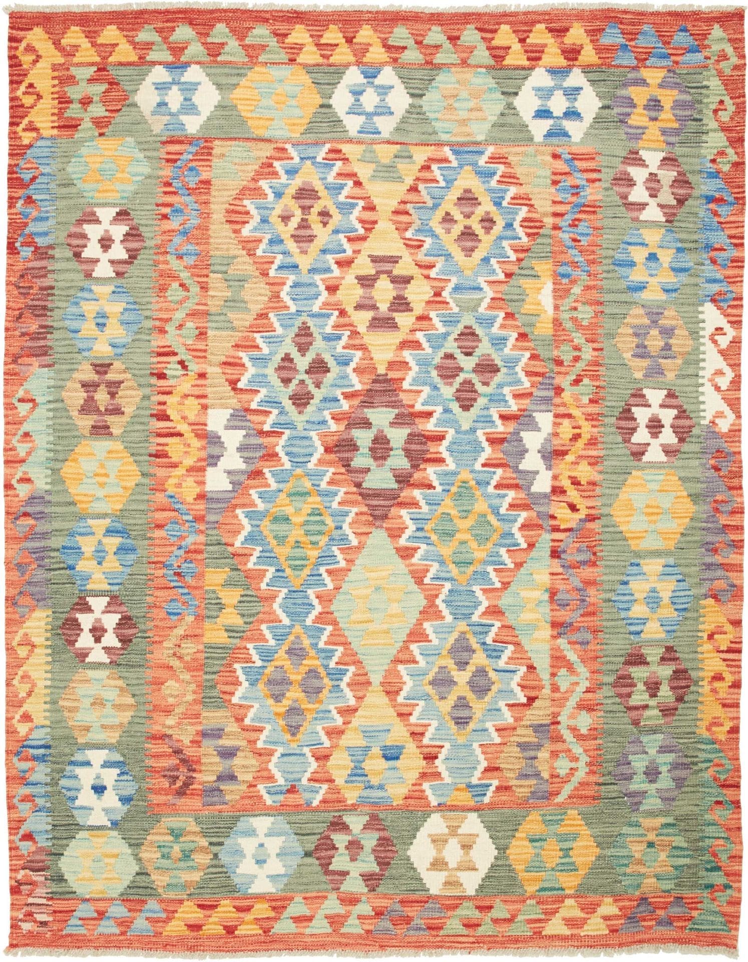 Kelim Teppich 157 x 195 cm aus Schurwolle, handgewebt, rustikal