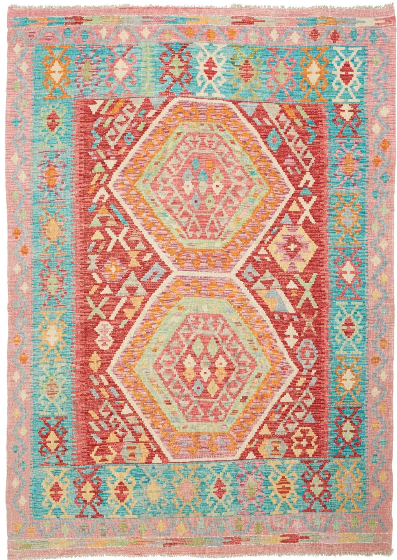 Kelim Teppich 157 x 216 cm – Handgewebt aus Schurwolle, rustikal