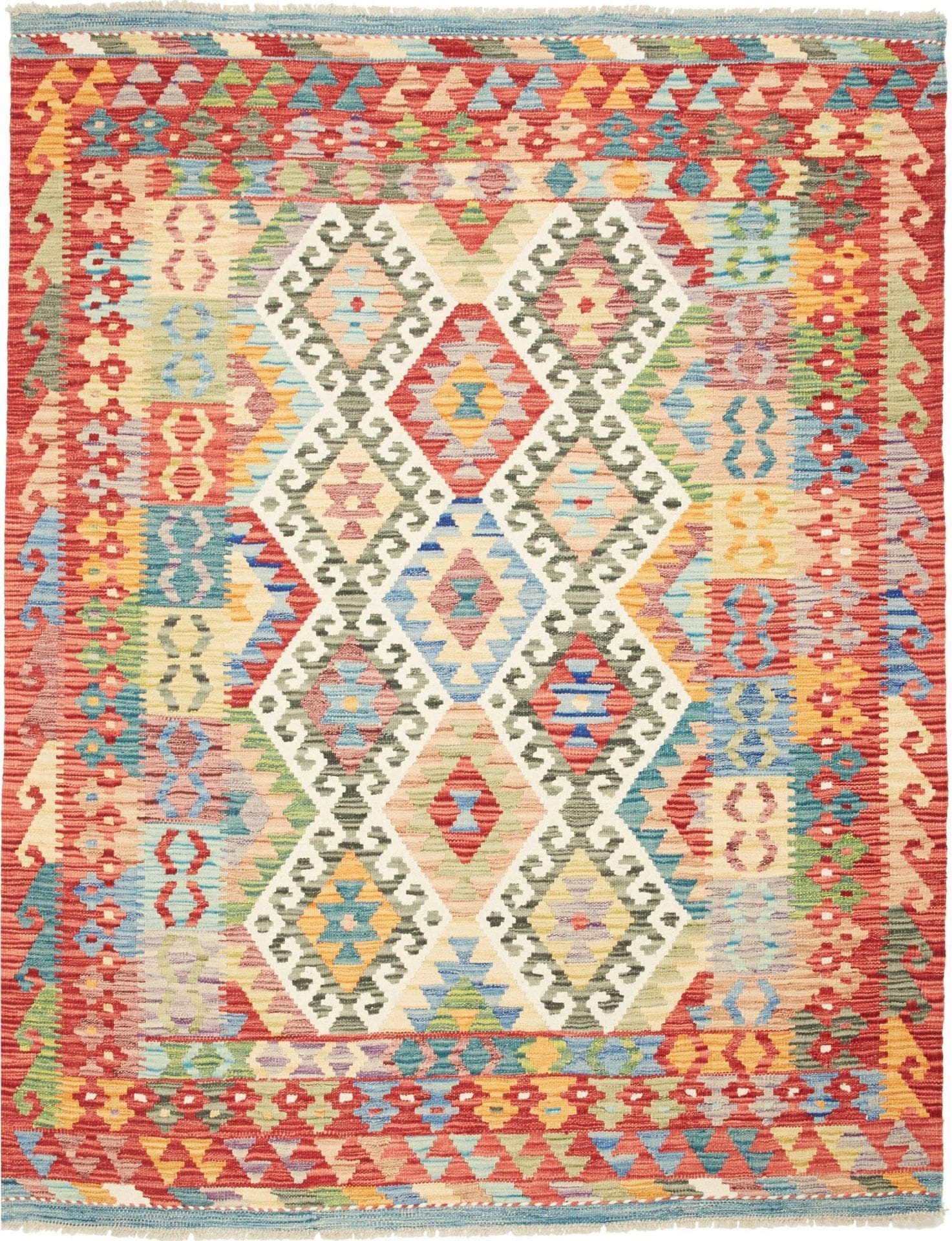 Kelim Teppich 158 x 197cm, rustikal, handgewebt, Orientteppich