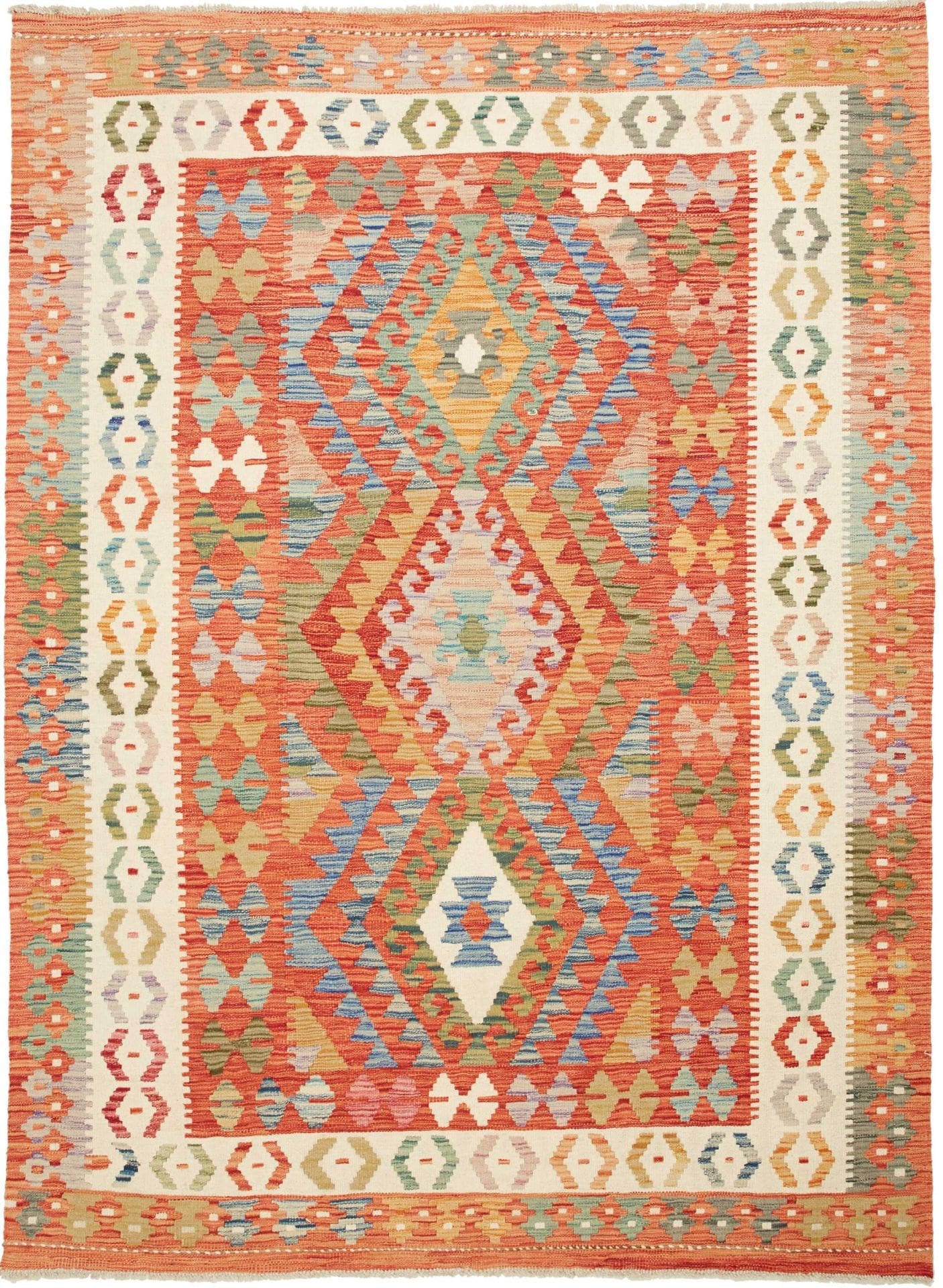 Kelim Teppich 159 x 212 cm aus Schurwolle – handgewebt, rustikal