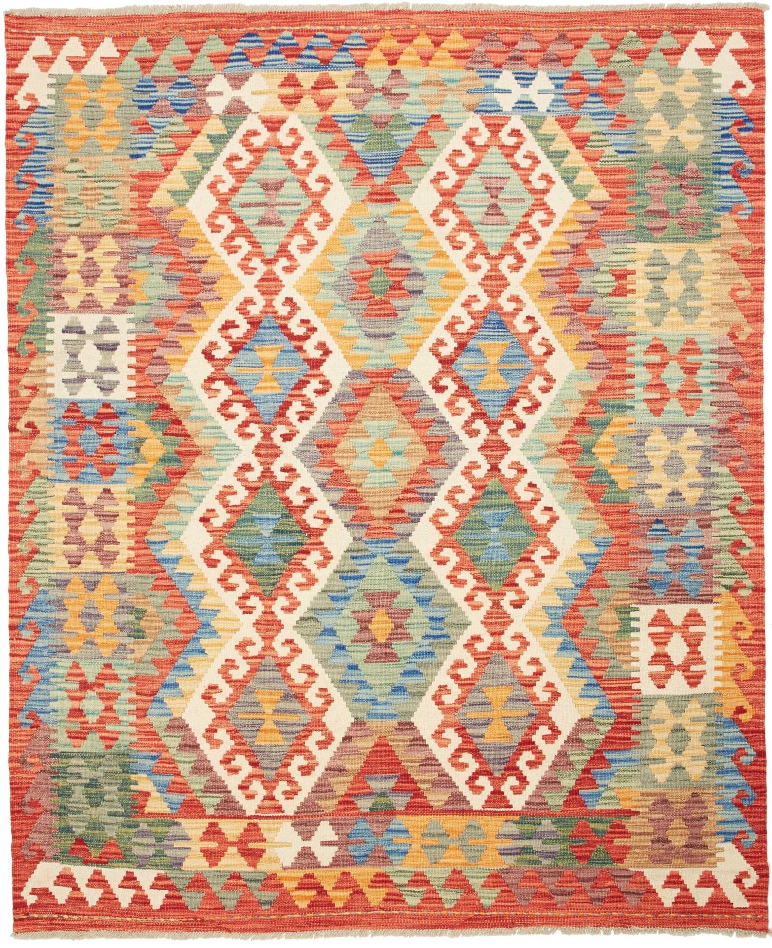 Kelim Teppich 160 x 192 cm, handgewebt, rustikal, Schurwolle